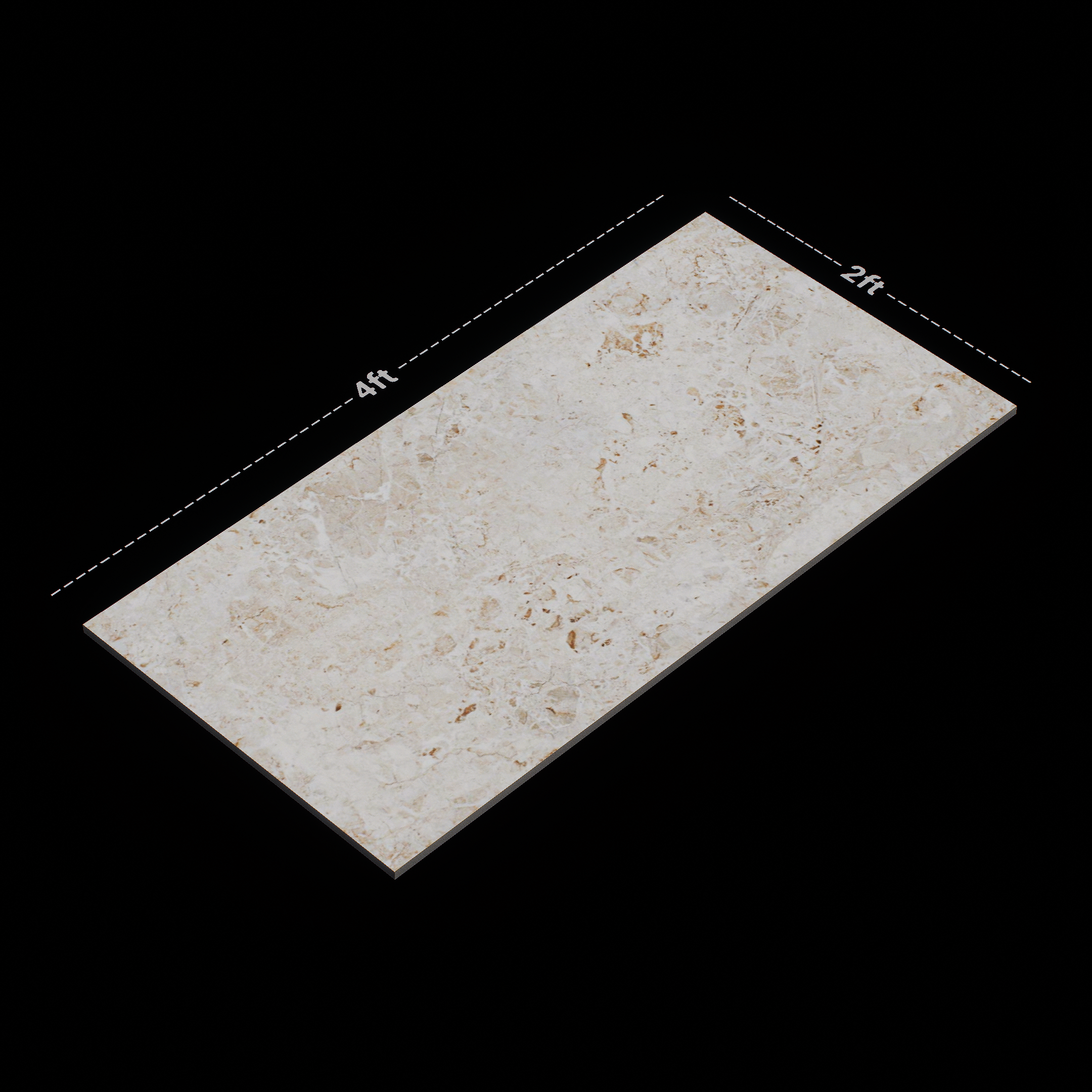 Dimension image of TL 02184 1 Brescia Beige 4 ft x 2 ft Polished Finish Endless Glazzed Vitrified Wall & Floor Tile - 9 mm (Random 3) | Material Depot