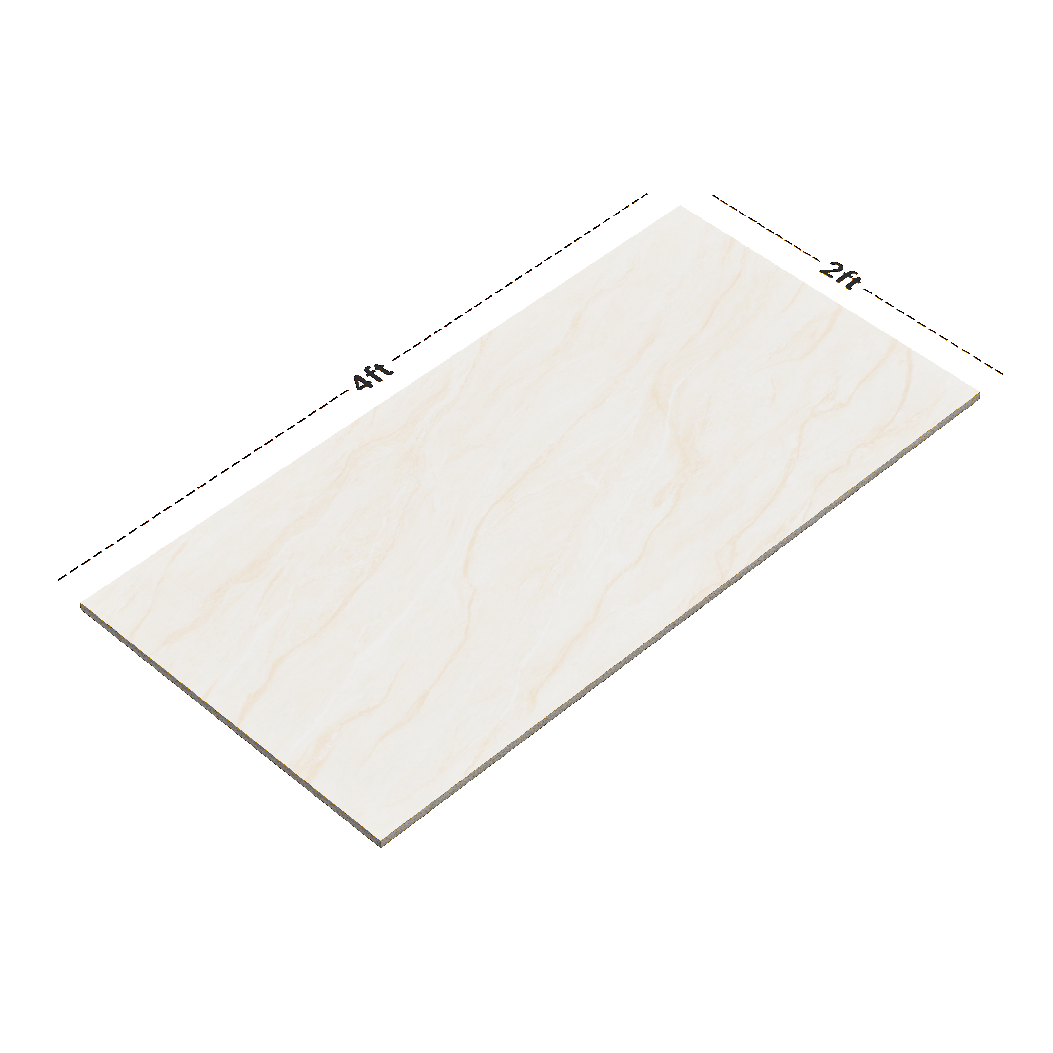 Dimension image of TL 02192 1 Drete Beige 4 ft x 2 ft Glossy Finish Wall & Floor Tile - 9 mm | Material Depot