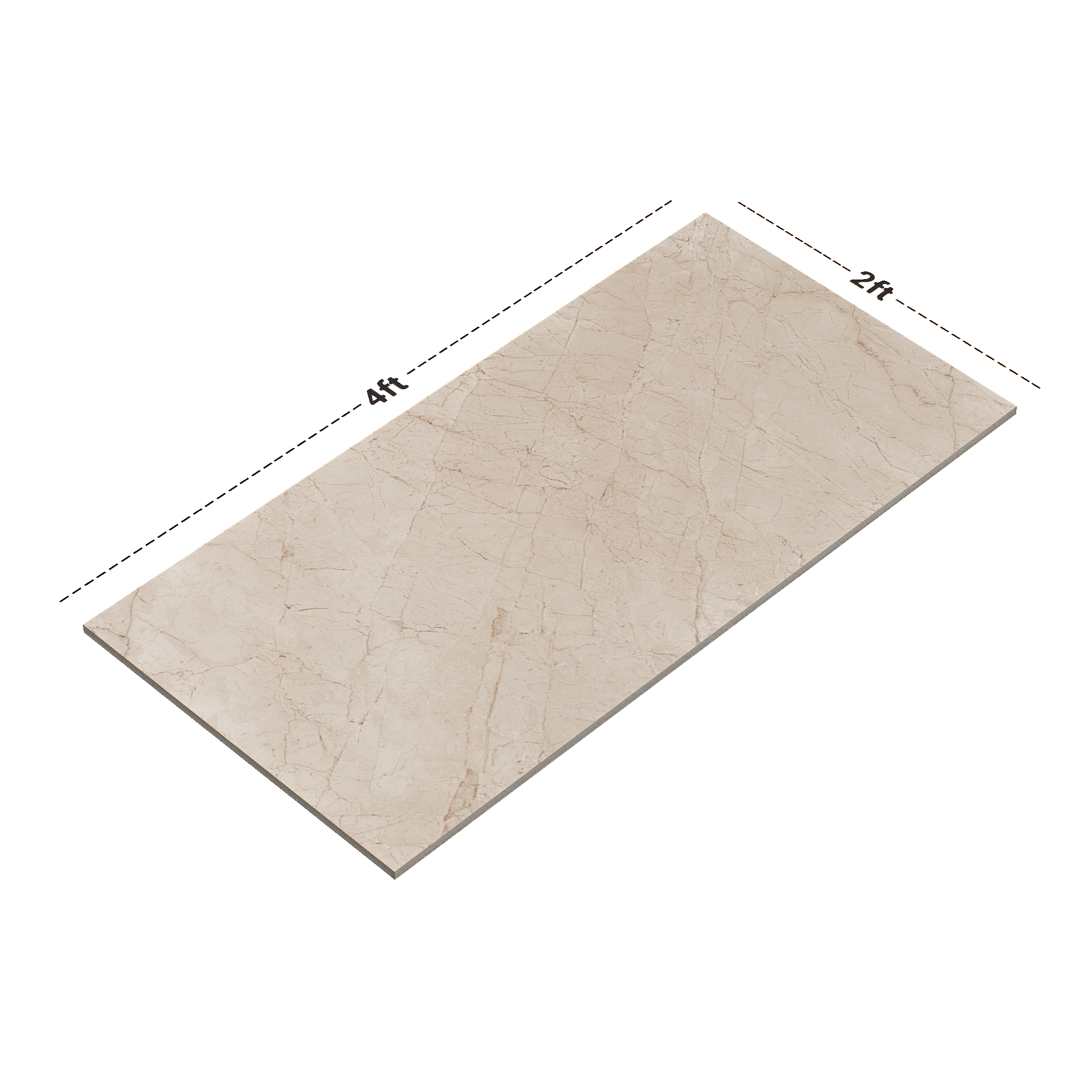 Dimension image of TL 02196 B 2 Arezzo Brown 4 ft x 2 ft Glossy Finish Wall & Floor Tile - 9 mm (Random 5) | Material Depot