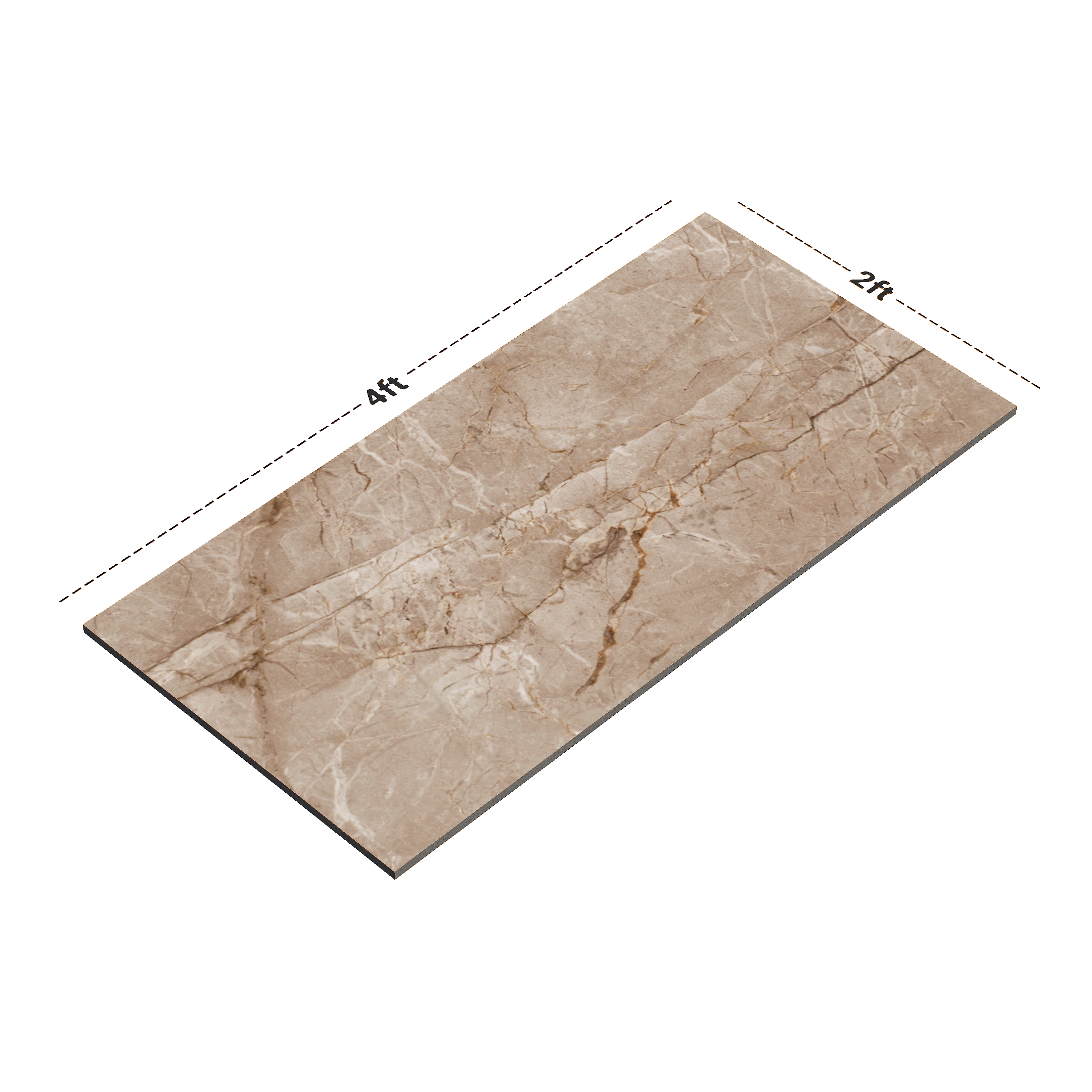 Dimension image of TL 02221 1 Harmony Brown 4 ft x 2 ft Carving Matte Finish Wall & Floor Tile - 9 mm (Random 3) | Material Depot