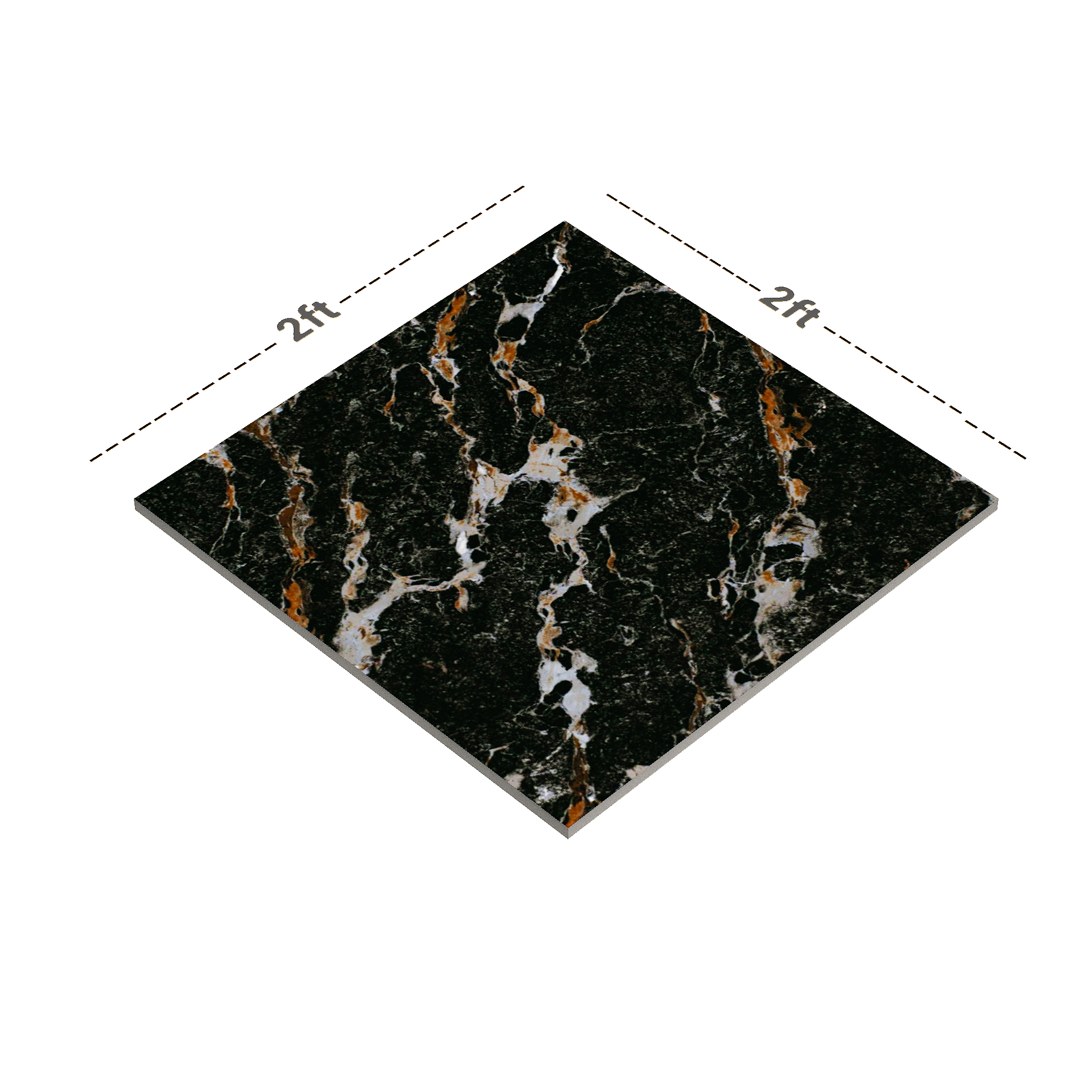 Dimension image of TL 02265 Jet Black 2 ft x 2 ft Matte Finish Carving Porcelain Floor & Wall Tile - 9.5 mm | Material Depot