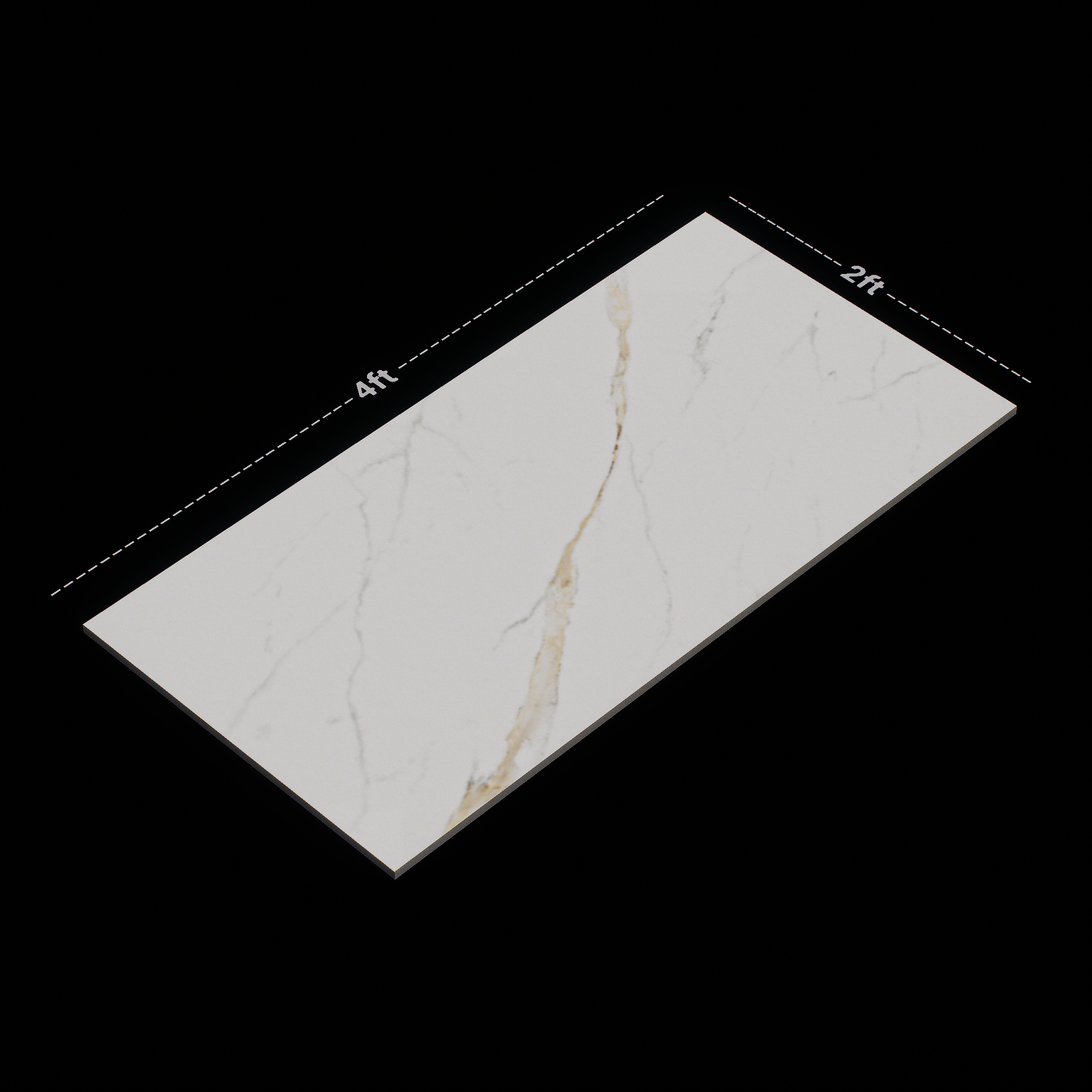 Dimension image of TL 02573 Calacatta White 1200x600 mm Glossy Finish Random Design Polished Glazed Vitrified Wall Tile | Material Depot