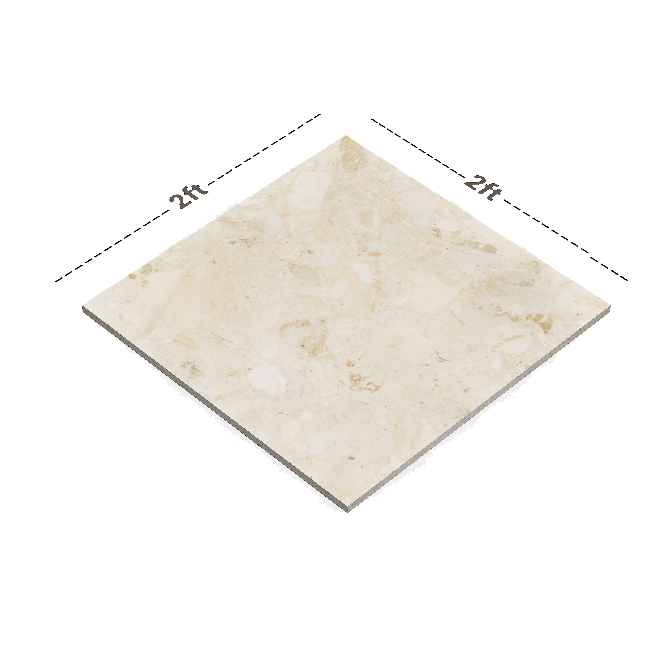 Dimension image of TL 02927 Brown 2 ft x 2 ft Glossy Finish Vitrified Floor & Wall Tile - 9.5 mm | Material Depot