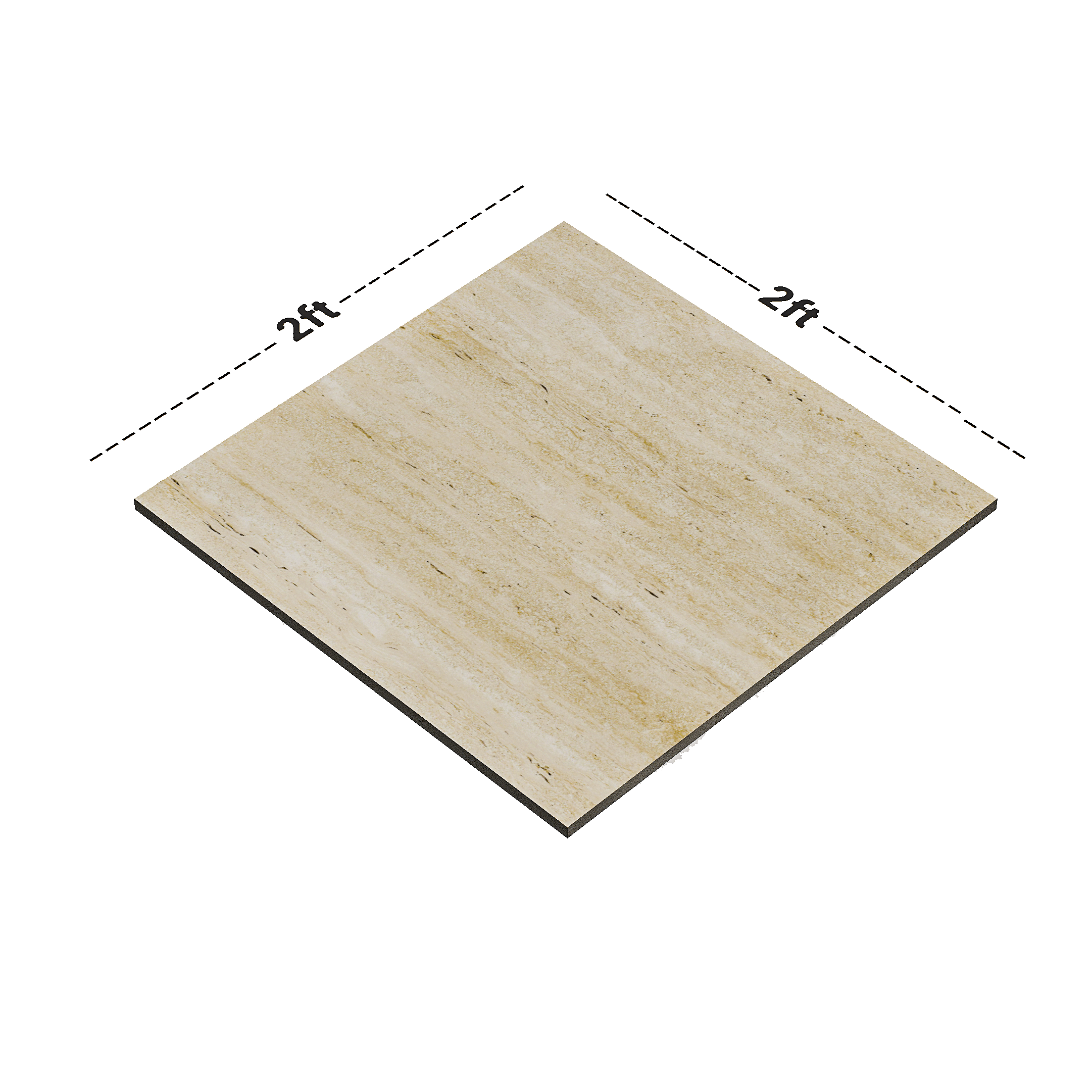 Dimension image of TL 02935 Butter Cream 2 ft x 2 ft Glossy Finish Vitrified Floor & Wall Tile - 9.5 mm | Material Depot