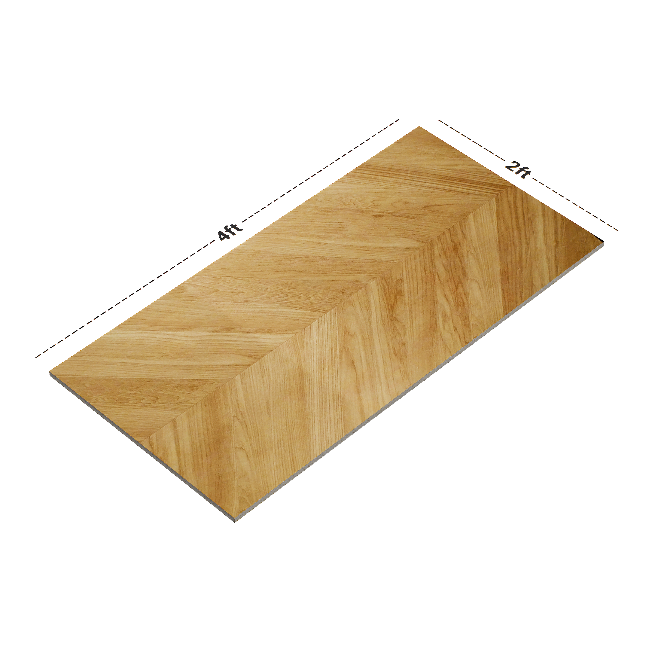 Dimension image of TL 03073 Chevron Wood Gold 1200 x 600 mm Carving Matte Finish Tile - 9 mm | Material Depot