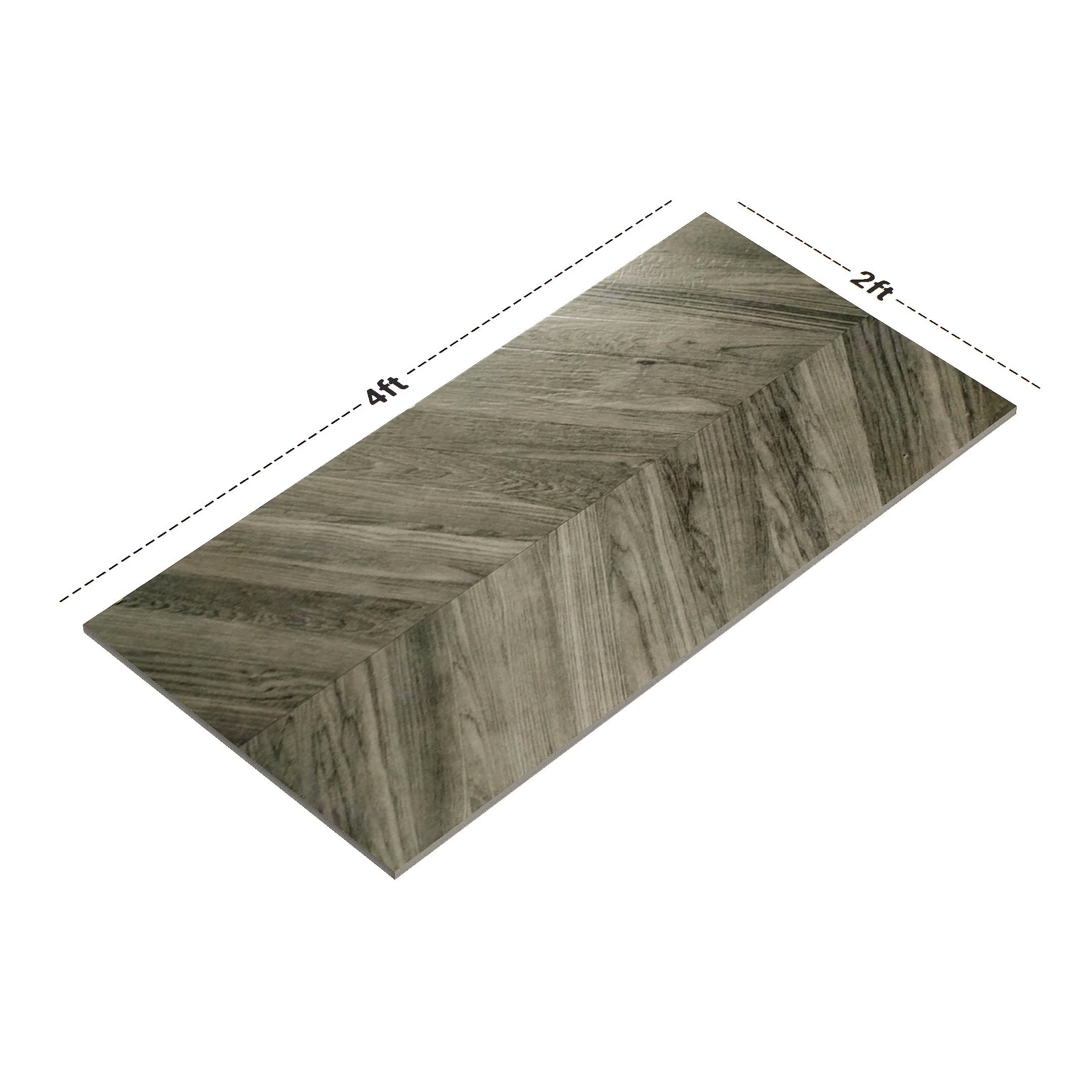 Dimension image of TL 03074 Chevron Wood Nero 1200 x 600 mm Carving Matte Finish Tile - 9 mm | Material Depot