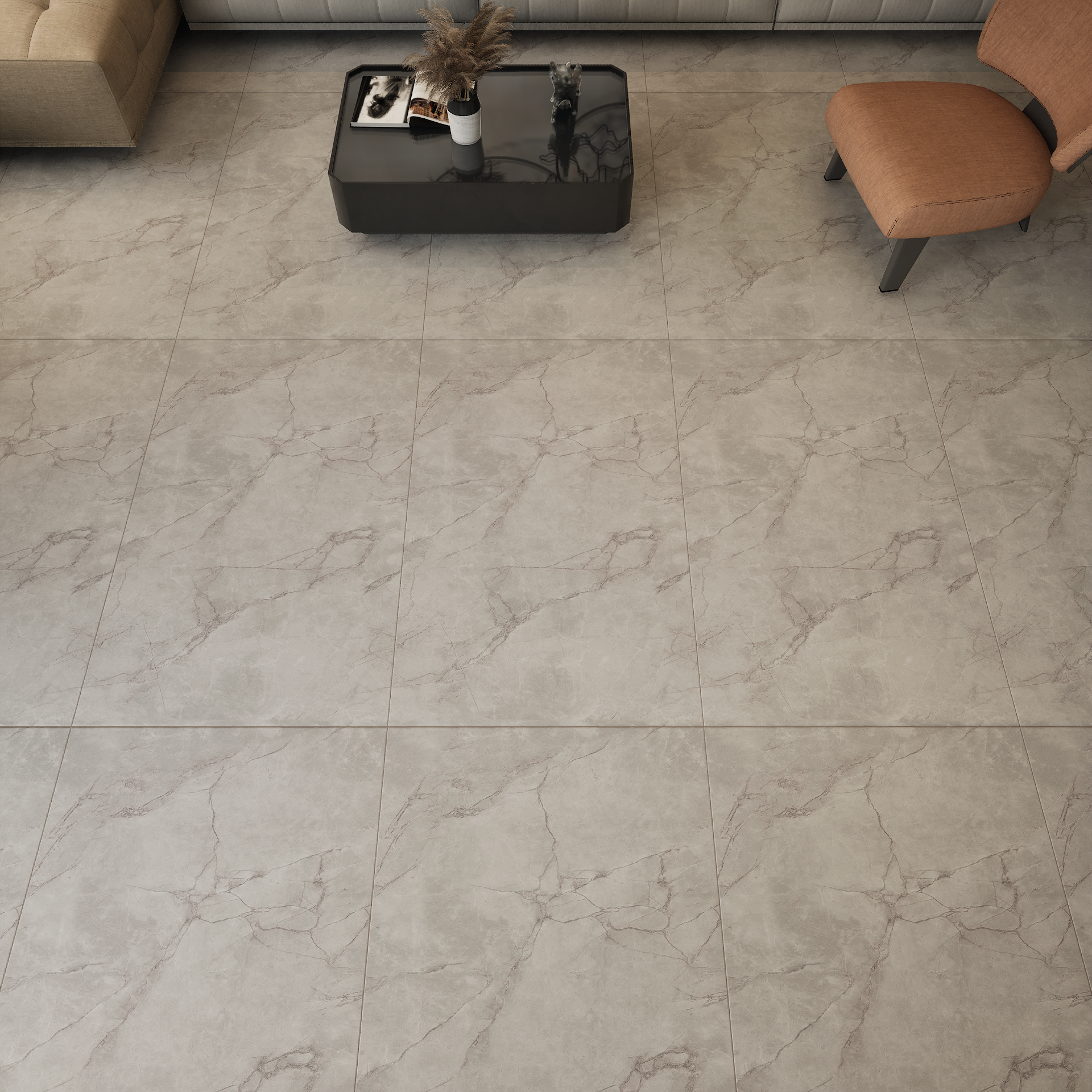 Armano Grey 1200x600 mm Endless Carving Surface GVT Tile - 9 mm | Material Depot