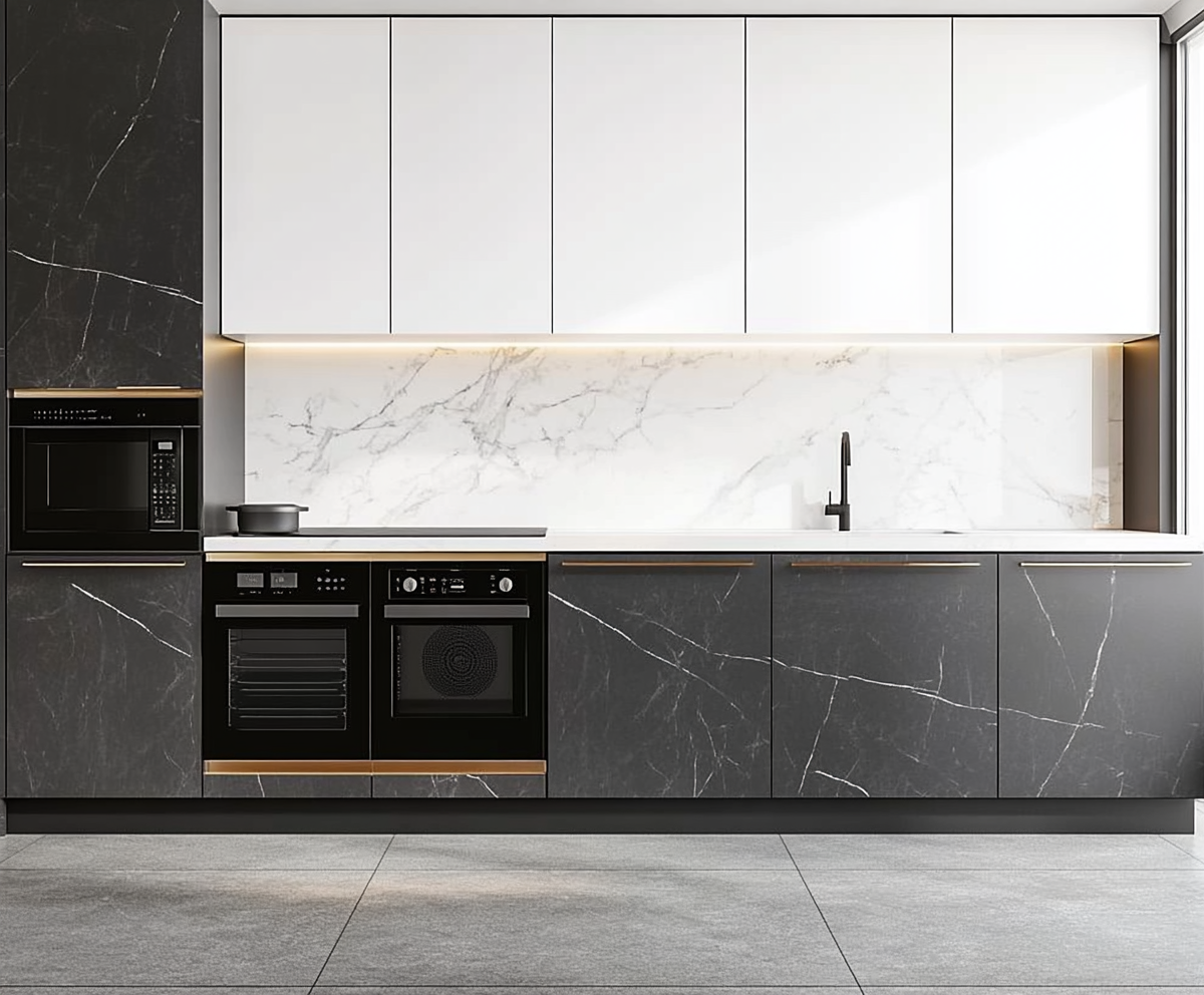 A Sleek and Sophisticated Kitchen: A Modern Design with Black and White Contrast | Material Depot