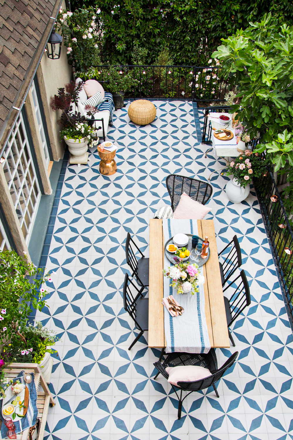 Bohemian Patio with Patterned Tiles | Material Depot