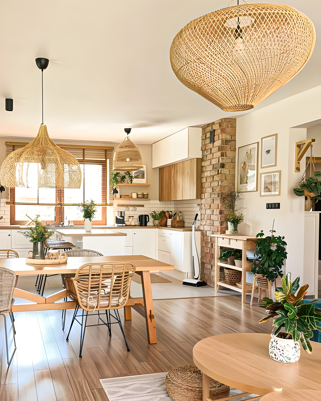 Boho Chic Kitchen with Exposed Brick Wall | Material Depot