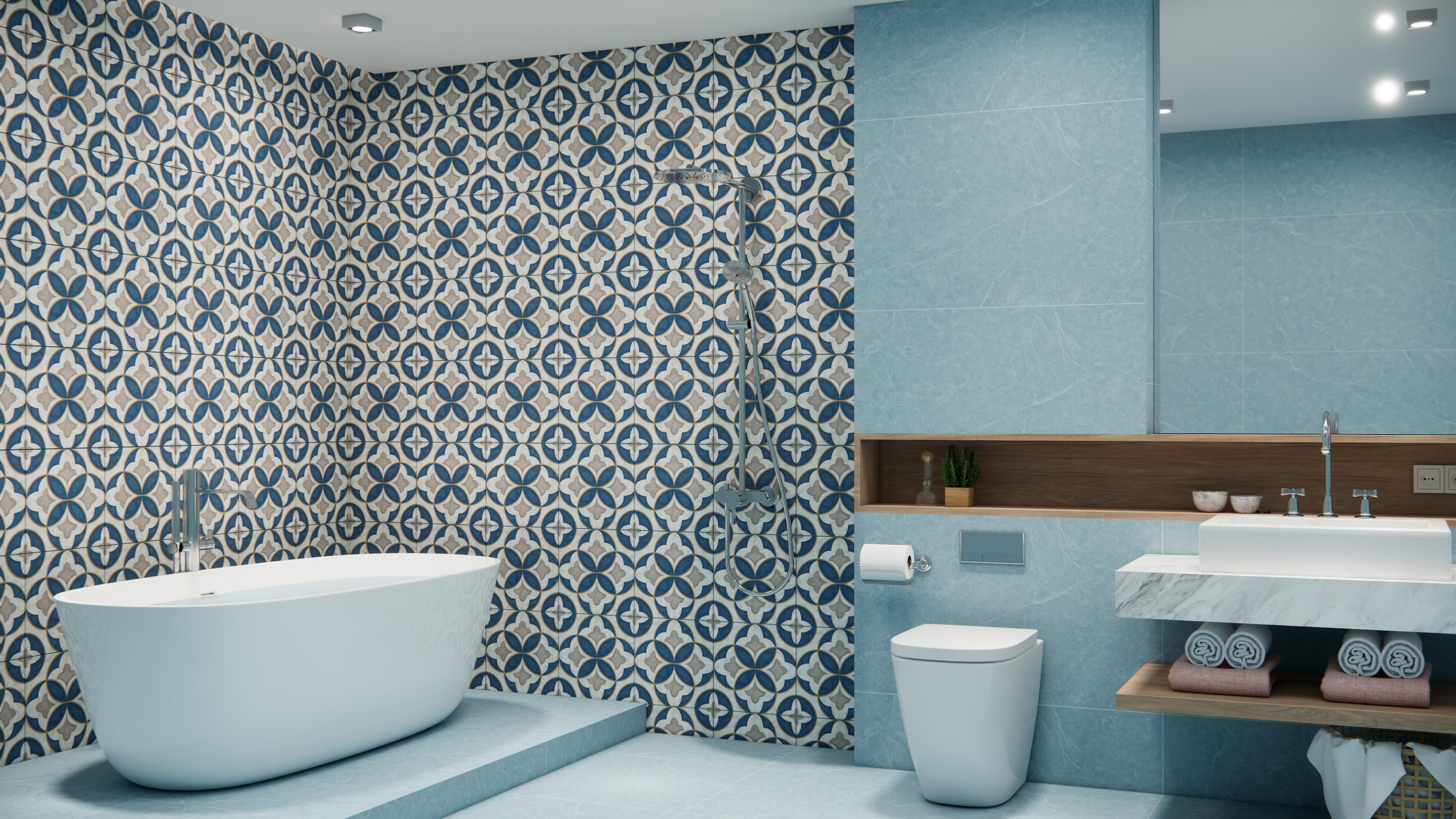 Calming Blue Moroccan Tile Bathroom with a Touch of Luxury | Material Depot