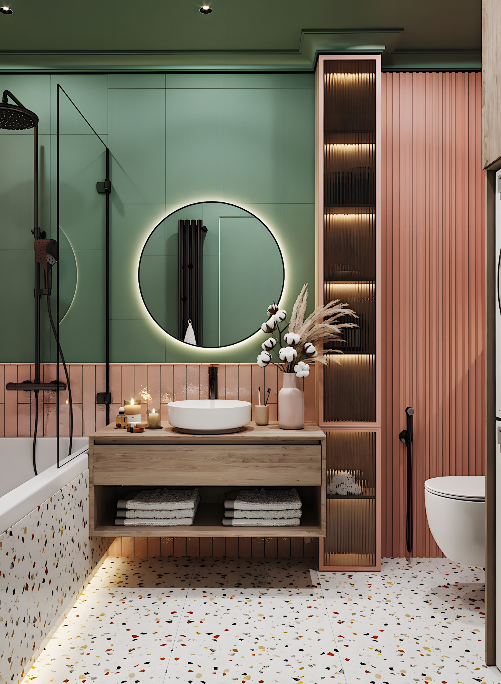 Chic Green and Pink Bathroom Design | Material Depot