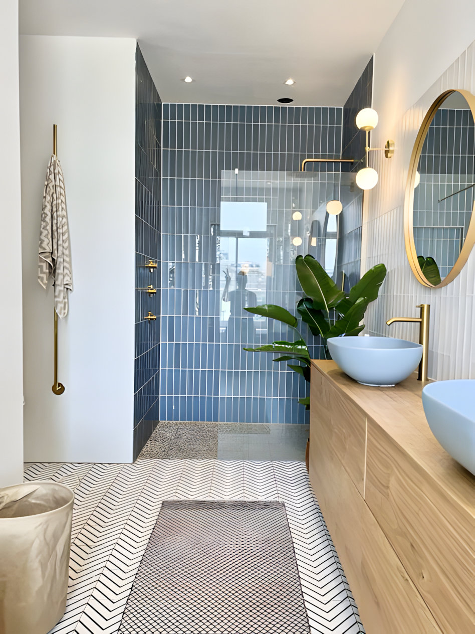 Coastal Chic: A Modern Bathroom with Blue Tiles | Material Depot