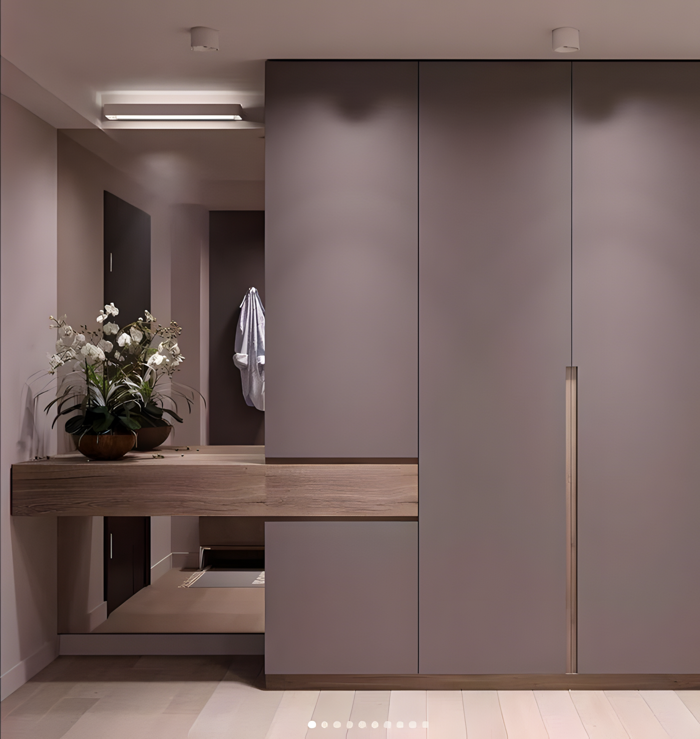 Contemporary Gray Wardrobe with Wooden Accents | Material Depot