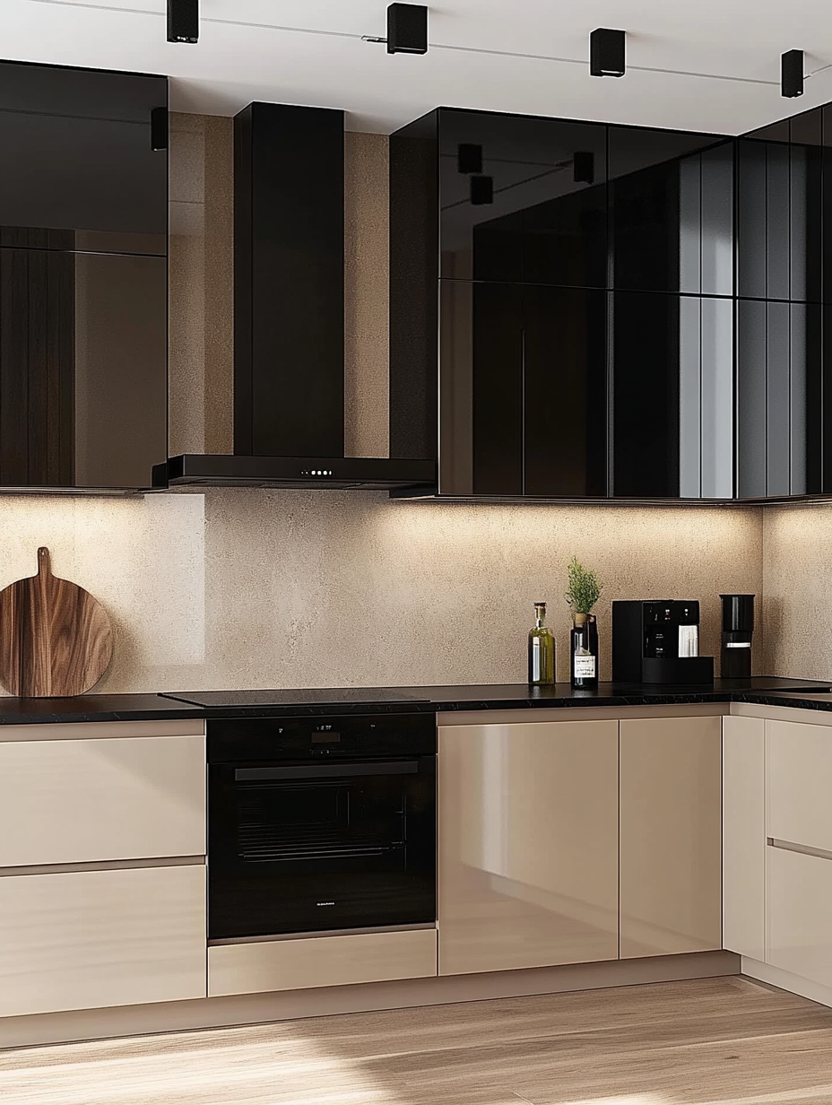 Contemporary Kitchen Design with Contrast Cabinets and Ambient Backlighting | Material Depot