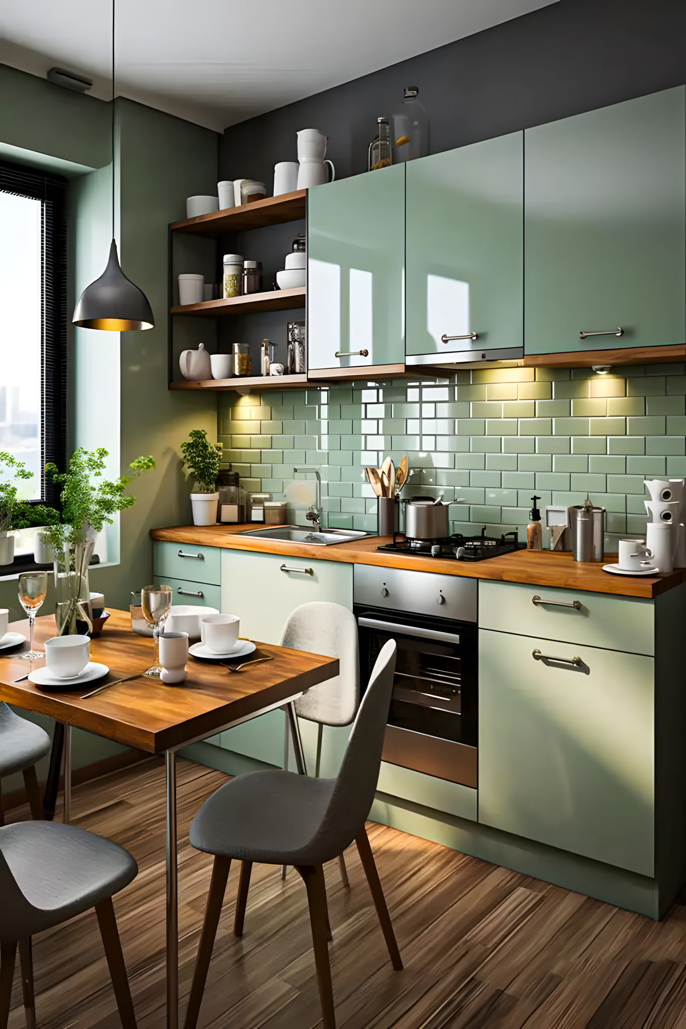 Cozy Green Kitchen with Minimalist Design | Material Depot