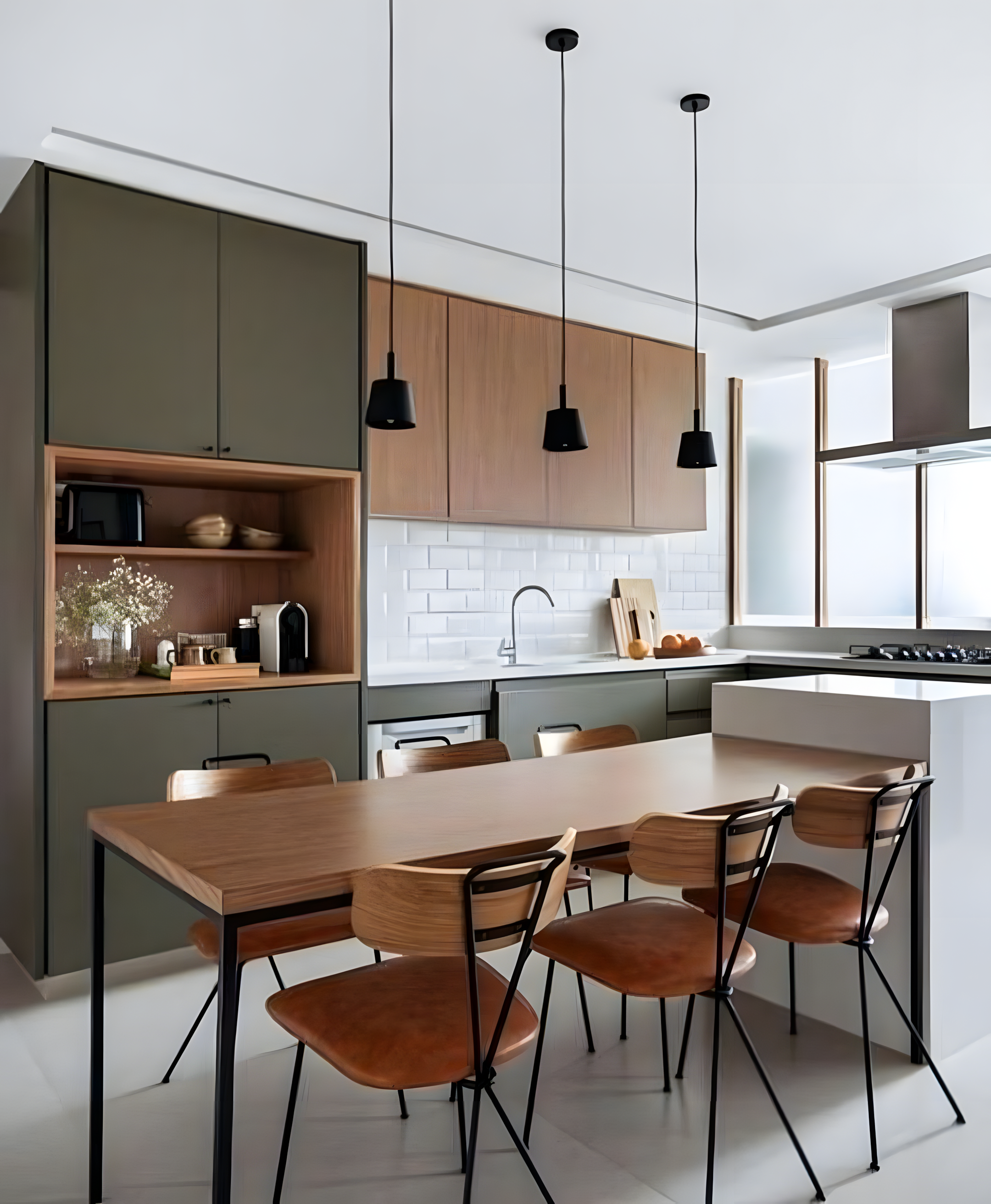 Elegant Kitchen With White Subway Tile Backsplash | Material Depot