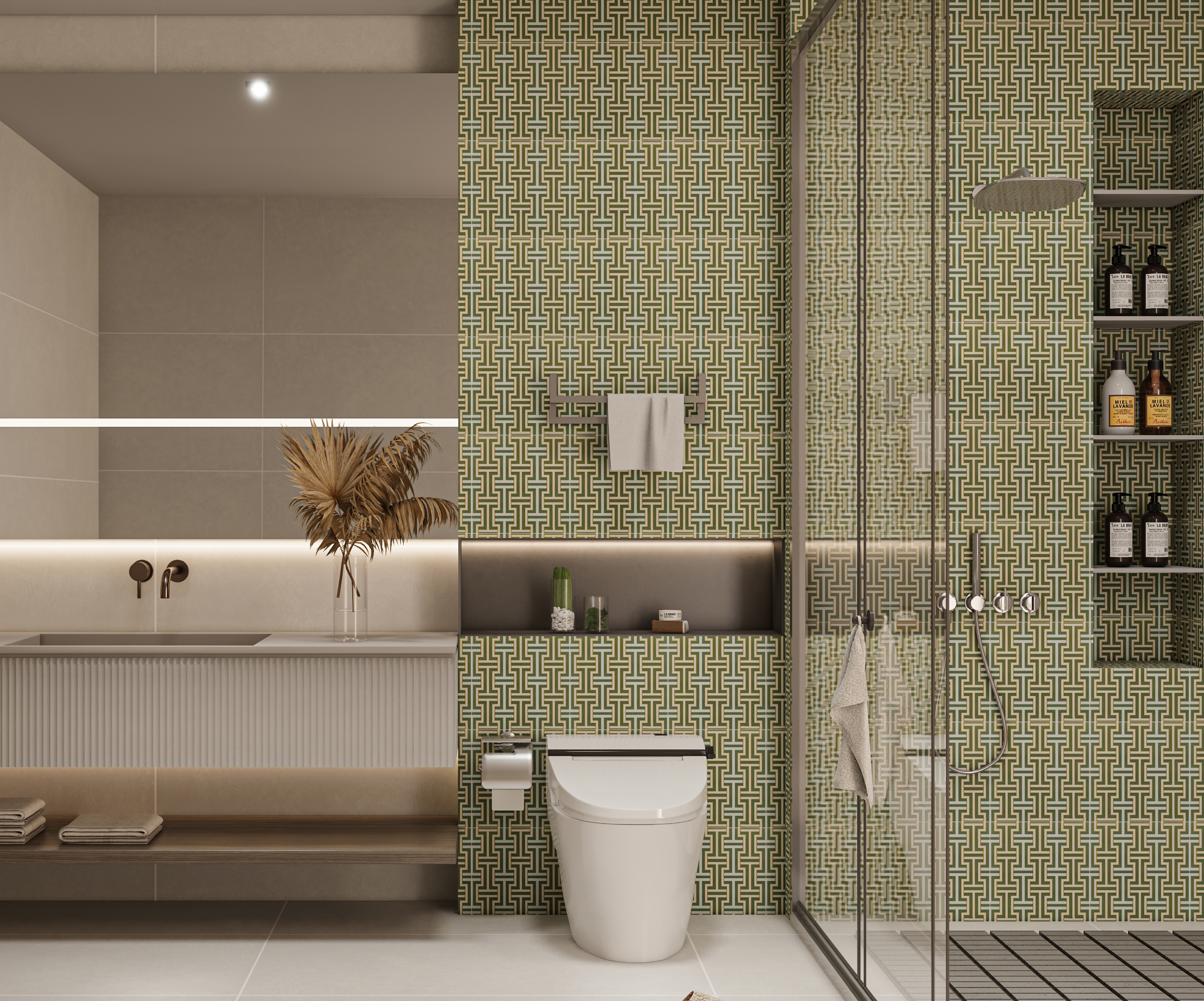 Elegant Modern Bathroom with Woven Moroccan Tiles | Material Depot