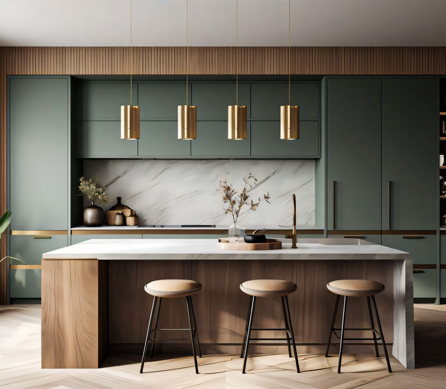 Green Elegance: Modern Kitchen Design | Material Depot