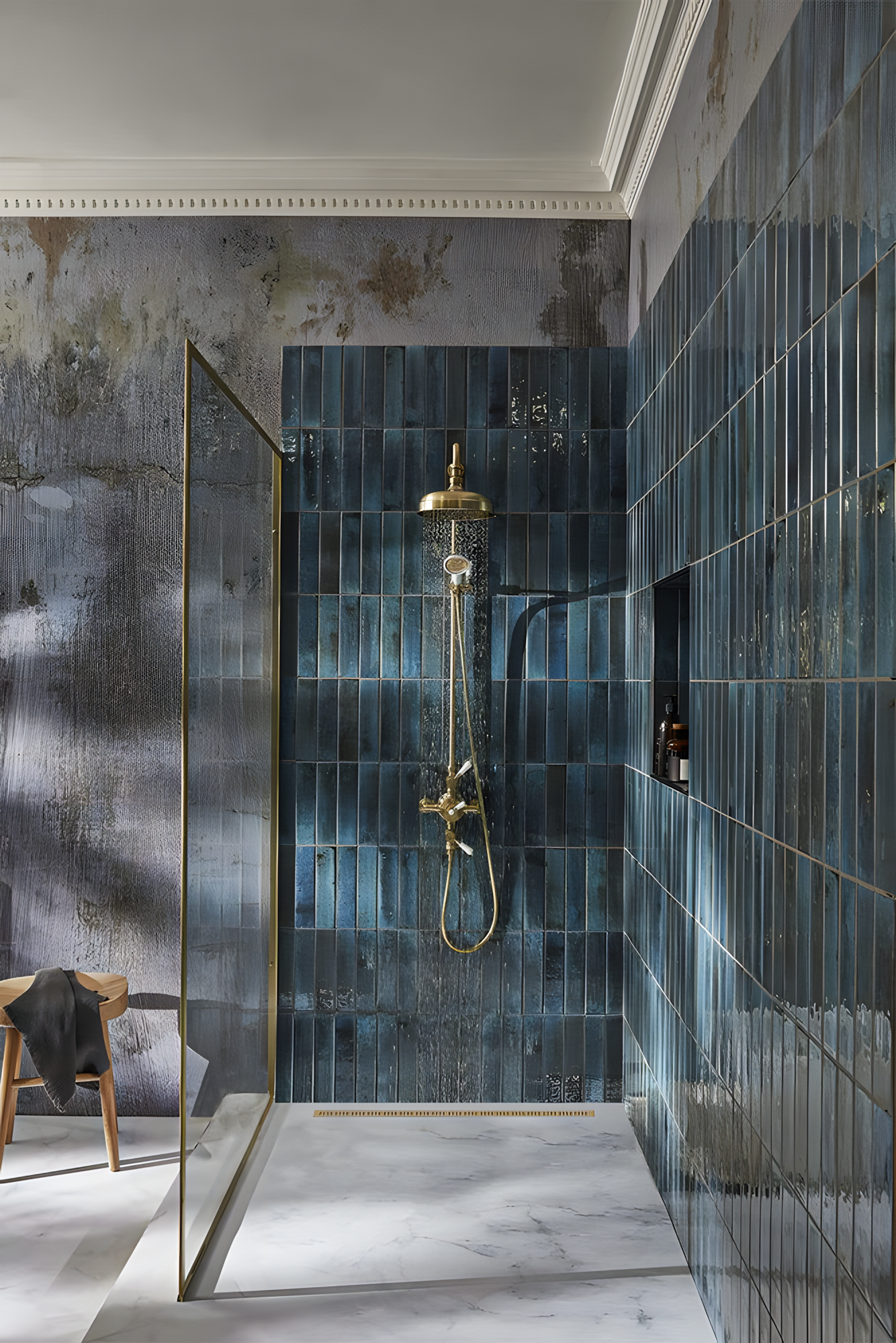 Industrial Chic: A Modern Bathroom with Blue Tiles | Material Depot