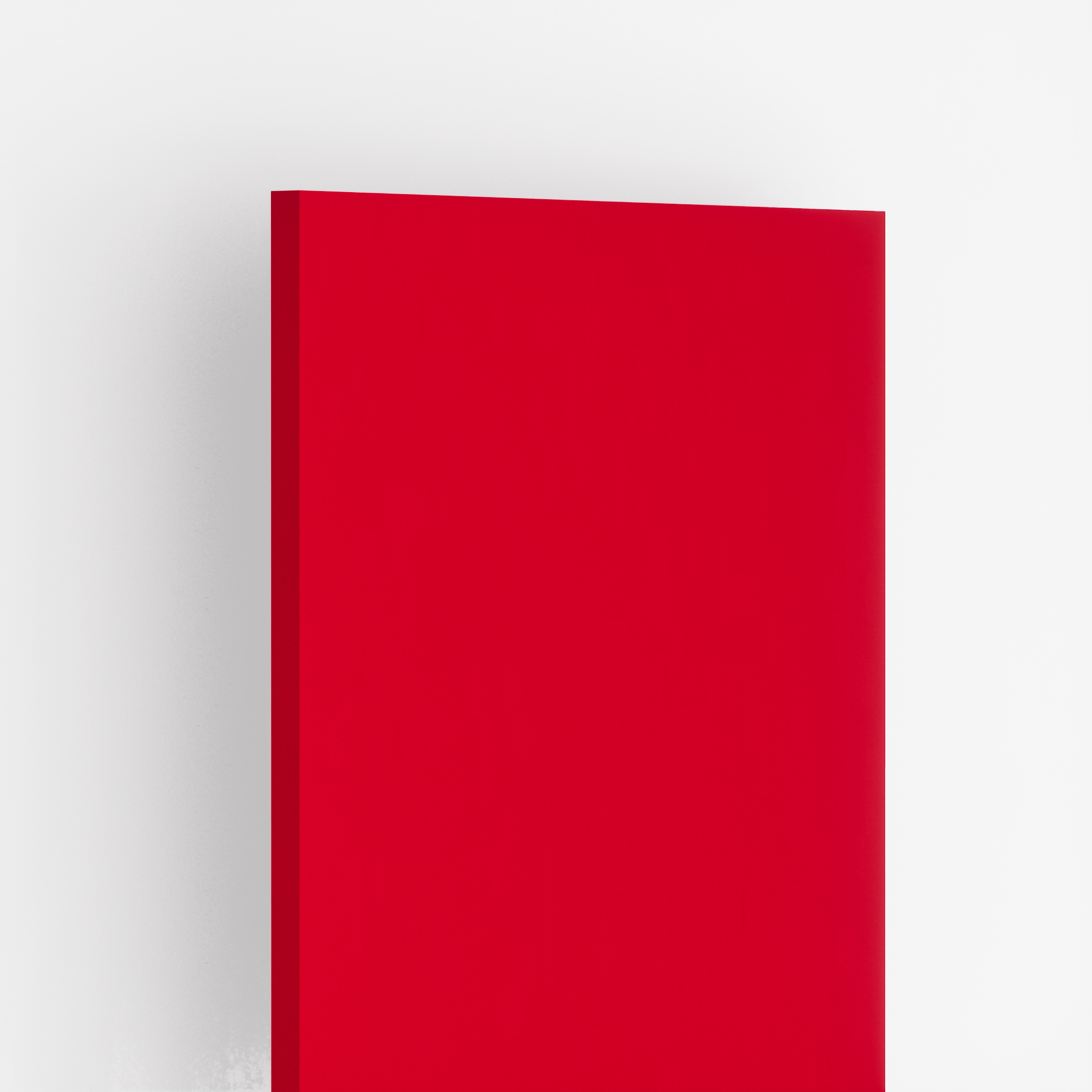 Closeup image of 204 HDG Red Dynasty 8 ft x 4 ft High Gloss Finish Decorative Laminate - 1 mm | Matching Edgeband Code - (Rehau - 75717) | (E3 - 1009) in an isometric setup | Material Depot