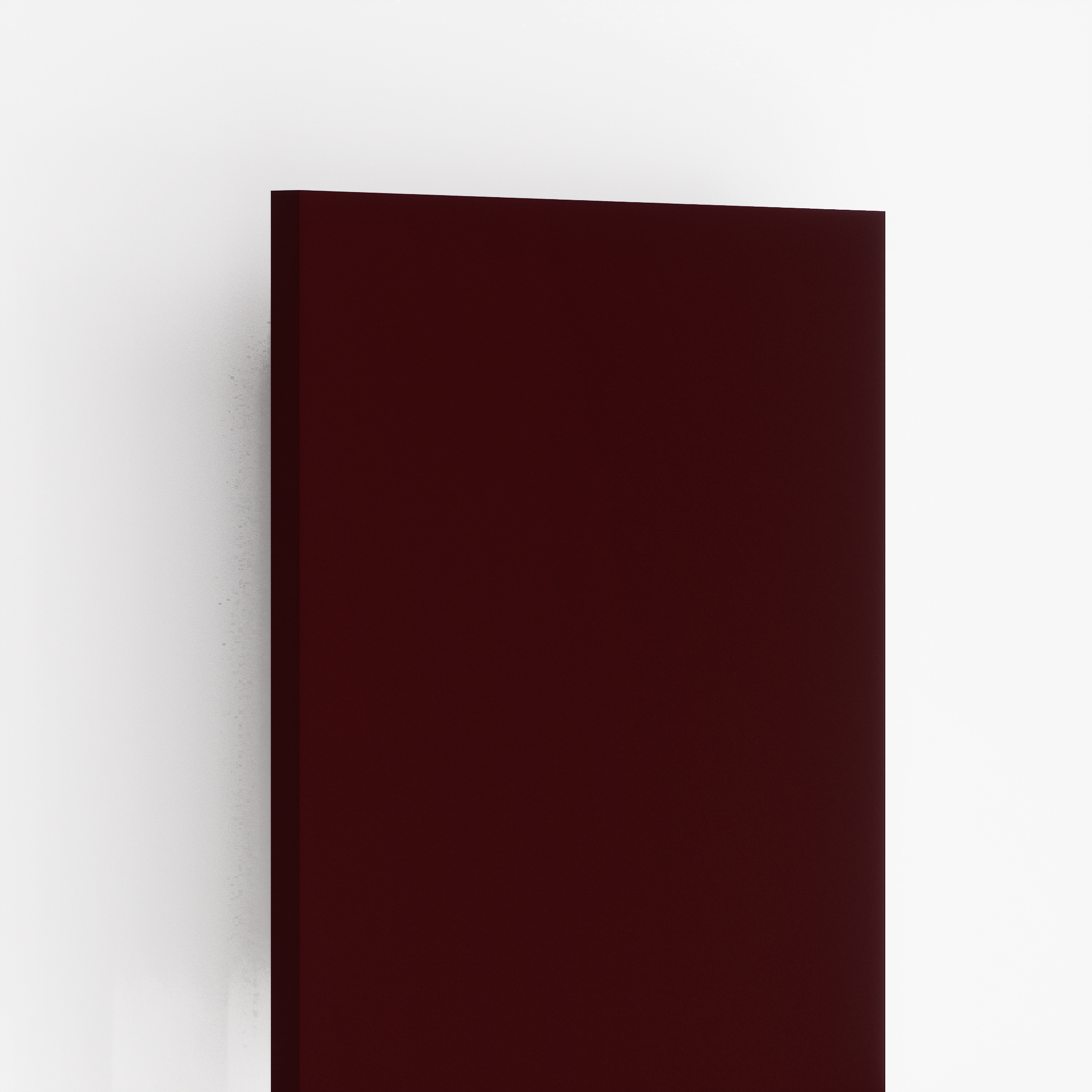 Closeup image of AR 1022 Maroon 8 ft x 4 ft Plain Color Finish Acrylic Laminate - 1.5 mm in an isometric setup | Material Depot