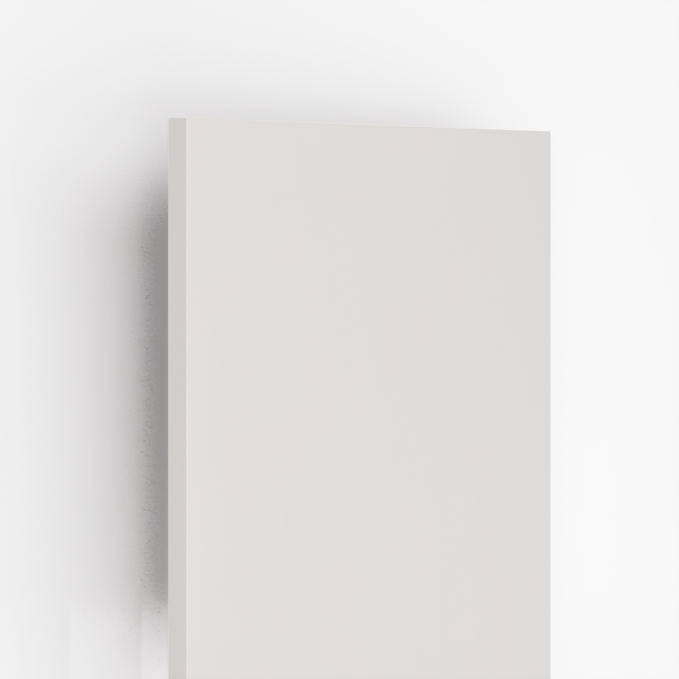 Closeup image of PC 3552 PHG Corby PVC Plain High Gloss Collection Frosty White 8 ft x 4 ft Laminate - 1.2 mm in an isometric setup | Material Depot