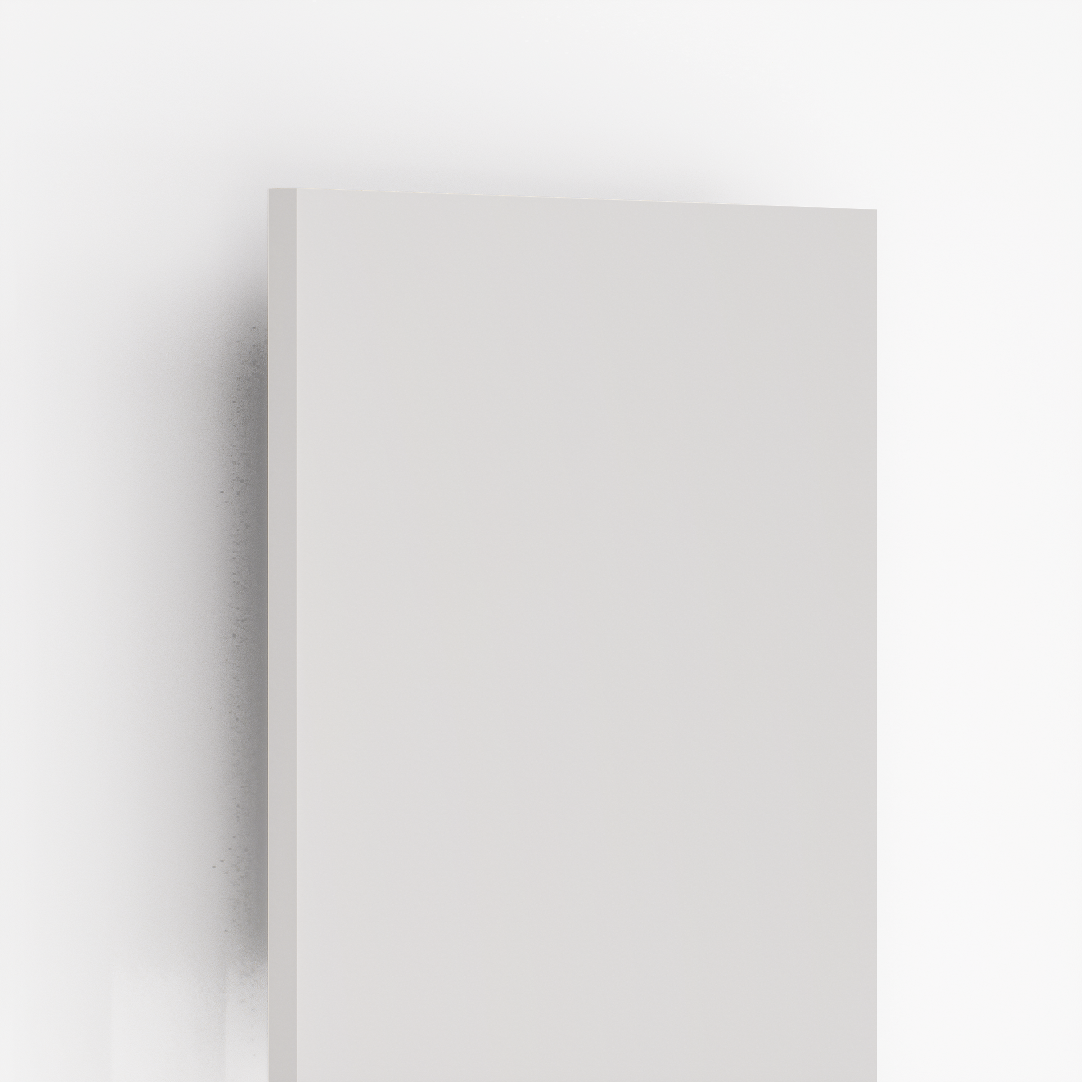 Closeup image of 8209 SF Prime White Solid Pastels Finish 8 ft x 4 ft Laminate - 0.8 mm in an isometric setup | Material Depot