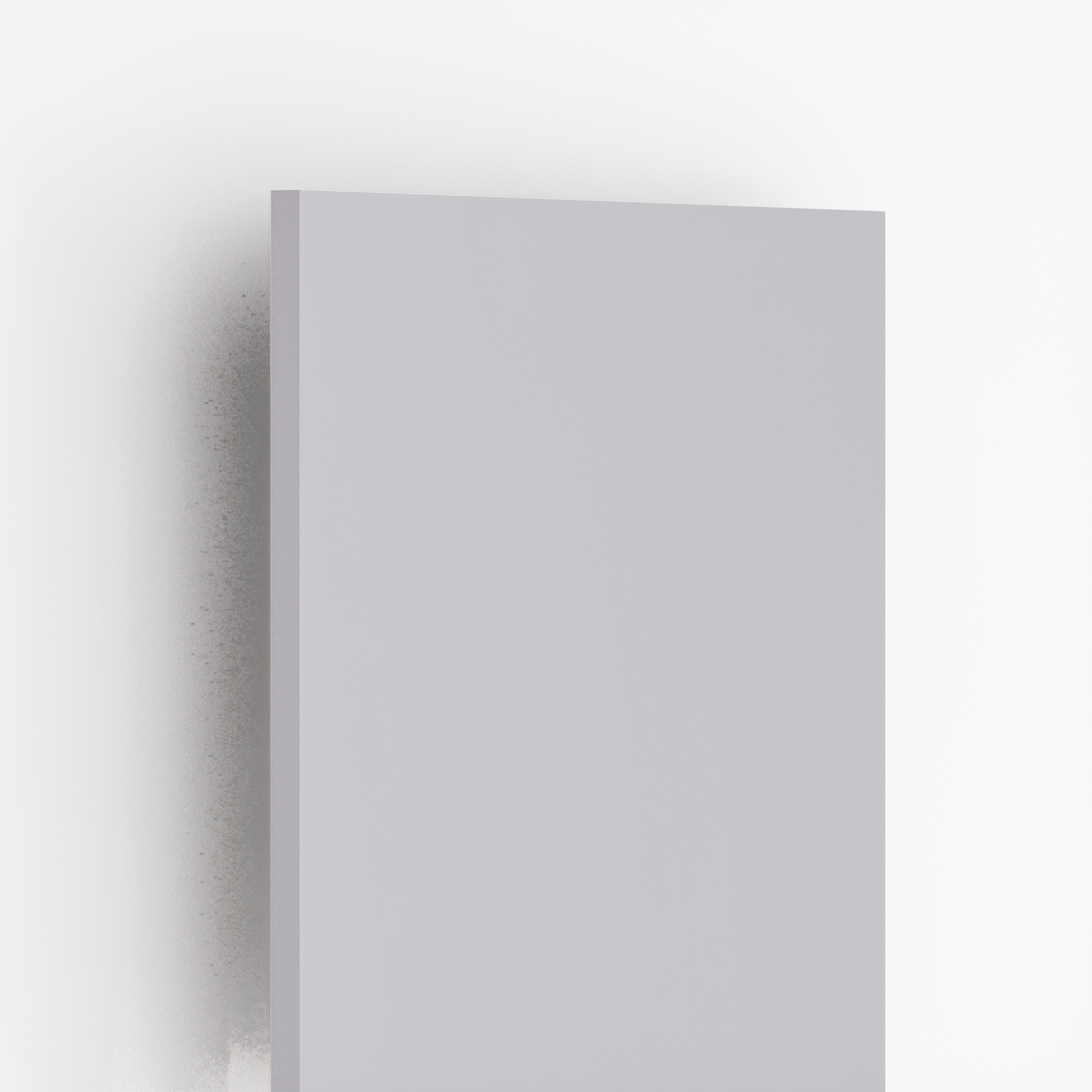 Closeup image of 1101 MF Grey Solid Pastels Finish 8 ft x 4 ft Laminate - 1 mm in an isometric setup | Material Depot