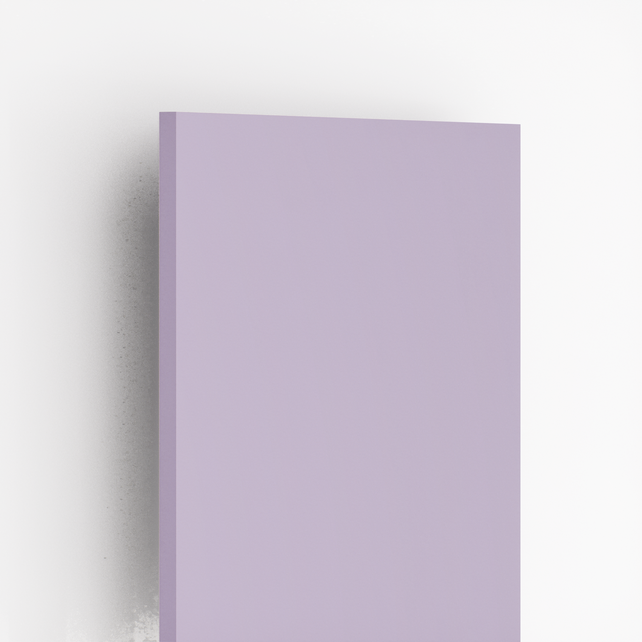 Closeup image of 1319 SF Light Purple Solid Pastels Finish 8 ft x 4 ft Laminate - 1 mm in an isometric setup | Material Depot