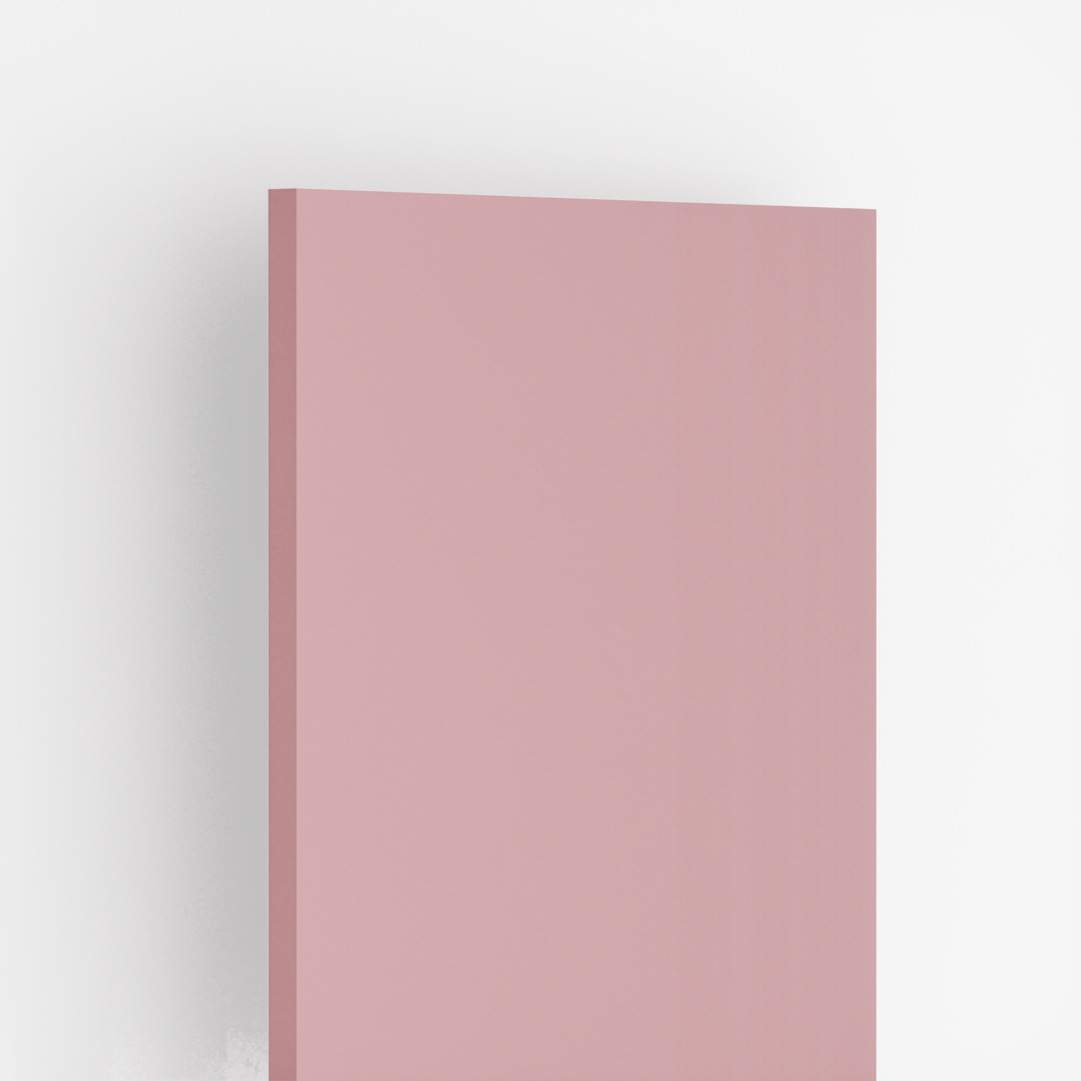 Closeup image of 2189 MG Elite Series Pastels Light Pink 8 ft x 4 ft Laminate - 1 mm in an isometric setup | Material Depot