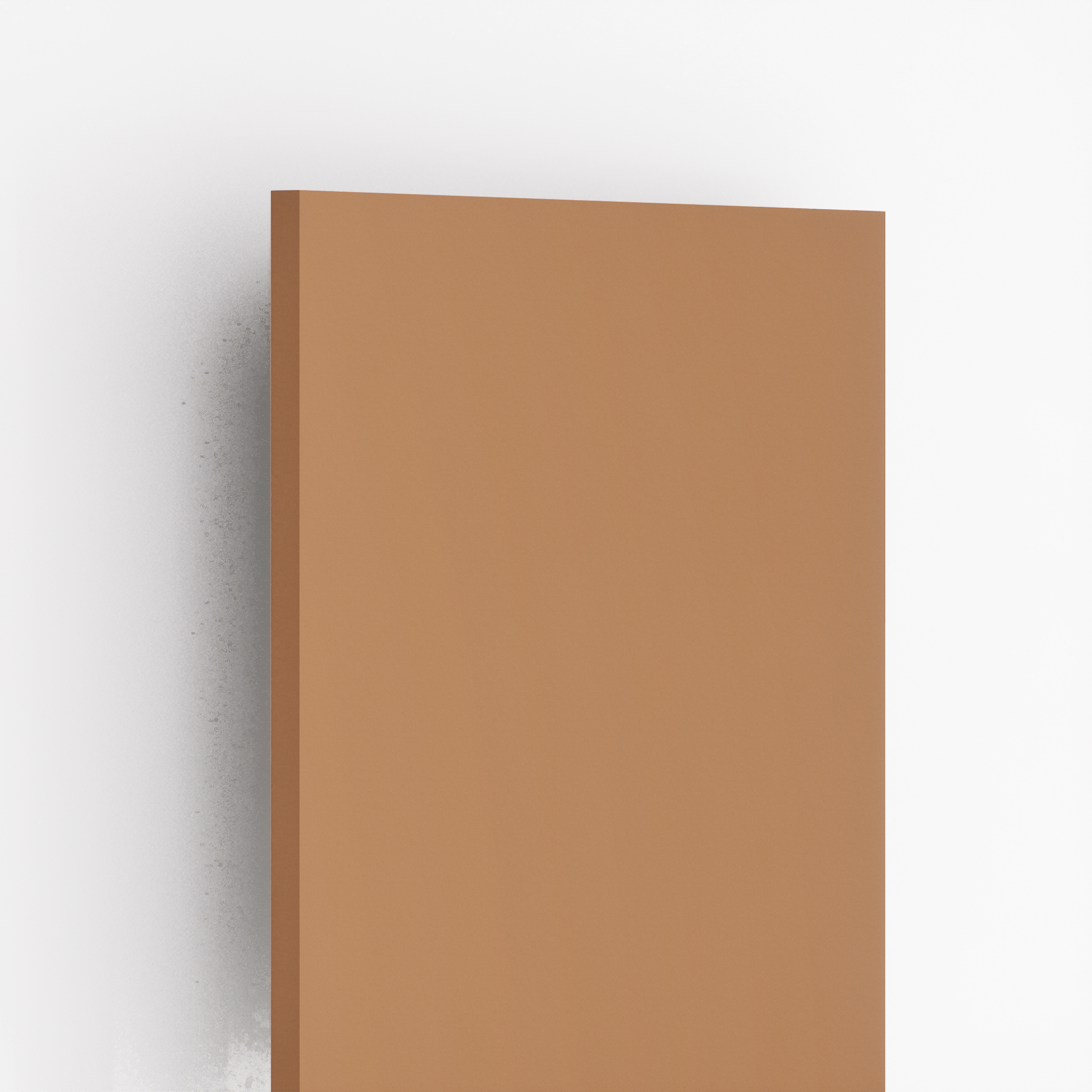 Closeup image of 0121 SMT Blush 8 ft x 4 ft Super Matte Solids Finish Laminate -1 mm in an isometric setup | Material Depot
