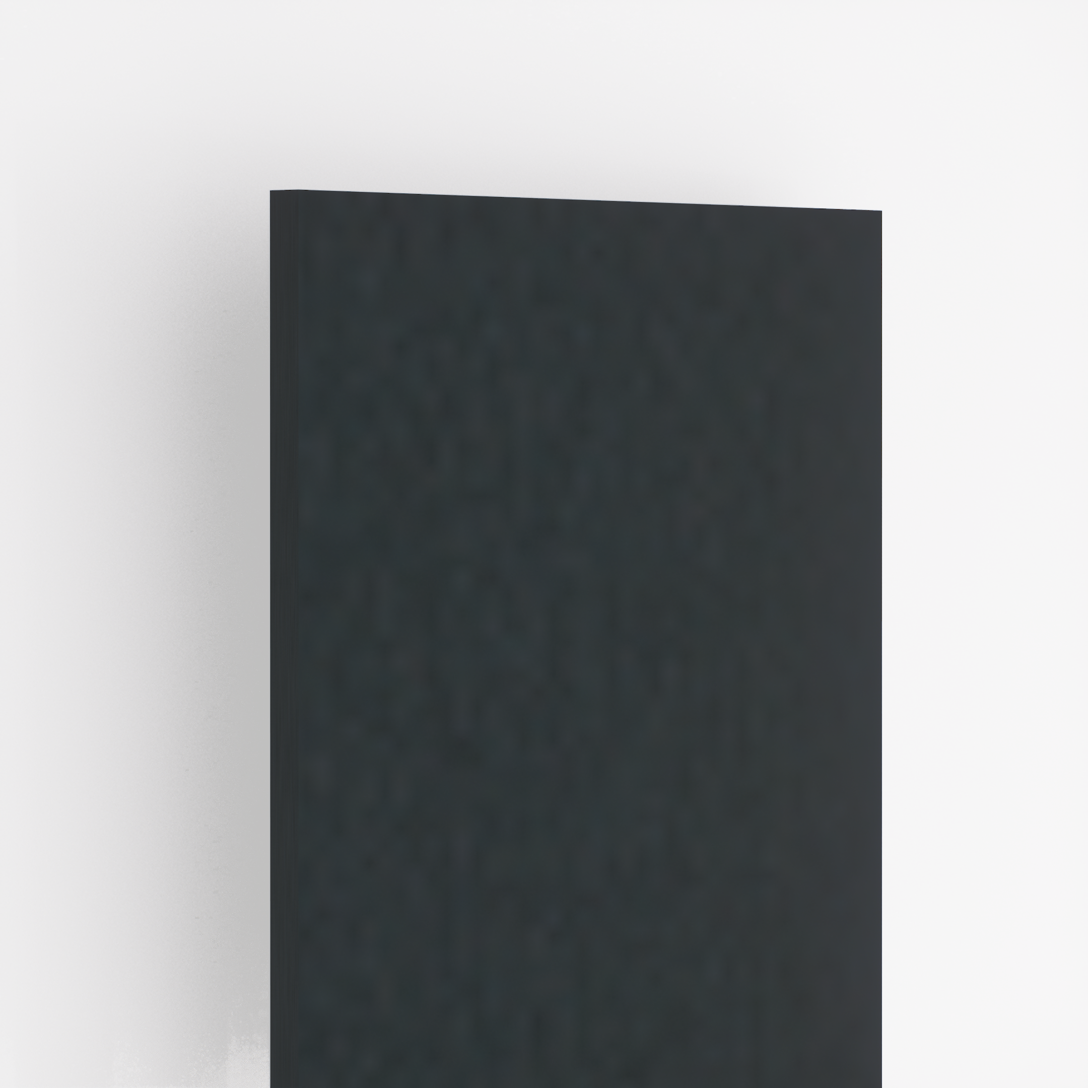 Closeup image of 190 SF Black 8 ft x 4 ft Suede Finish Luxe Series Laminate - 1 mm in an isometric setup | Material Depot