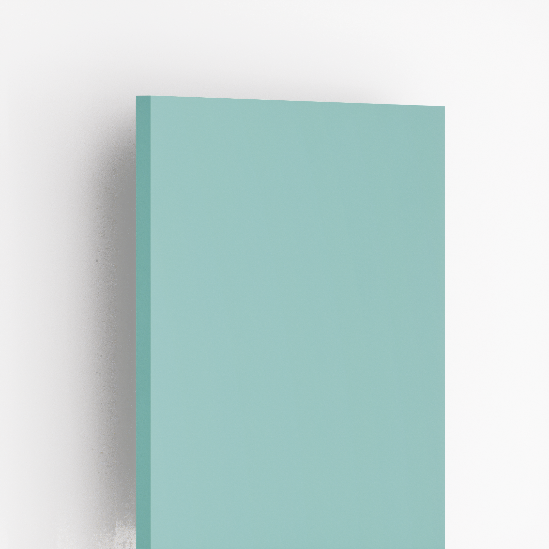 Closeup image of KR 145 Ocean Green 8 ft x 4 ft Matte Finish 6H Antiscratch Acrylic Laminate - 1 mm in an isometric setup | Material Depot