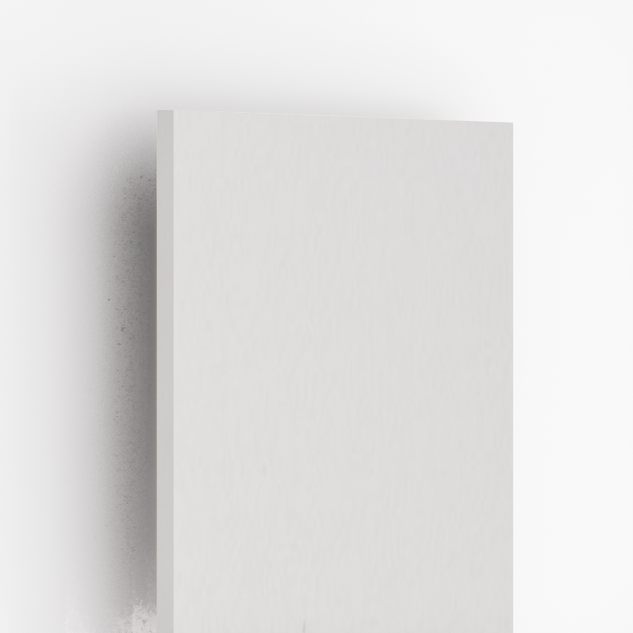 Closeup image of 1002 Expert's Eye Plain Off White 8 ft x 4 ft High Gloss Finish Standard Laminate - 1 mm in an isometric setup | Material Depot