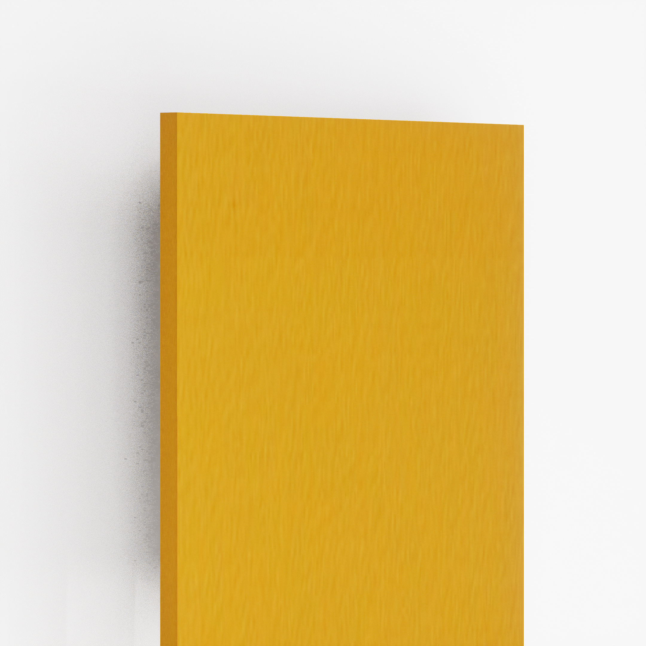 Closeup image of 8172 Mango Yellow 8 ft x 4 ft Suede Finish Standard Laminate - 0.8 mm in an isometric setup | Material Depot