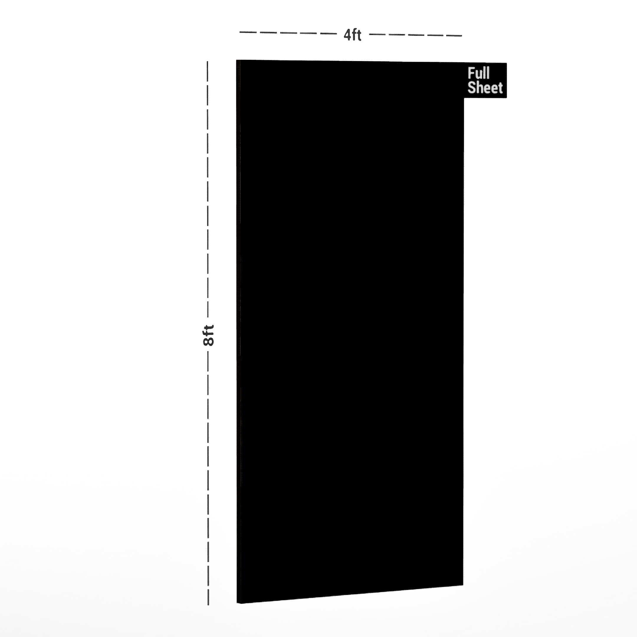 Dimension image of 142 HG Black Magic  8 ft x 4 ft High Gloss Laminate - 1 mm in an isometric setup | Material Depot