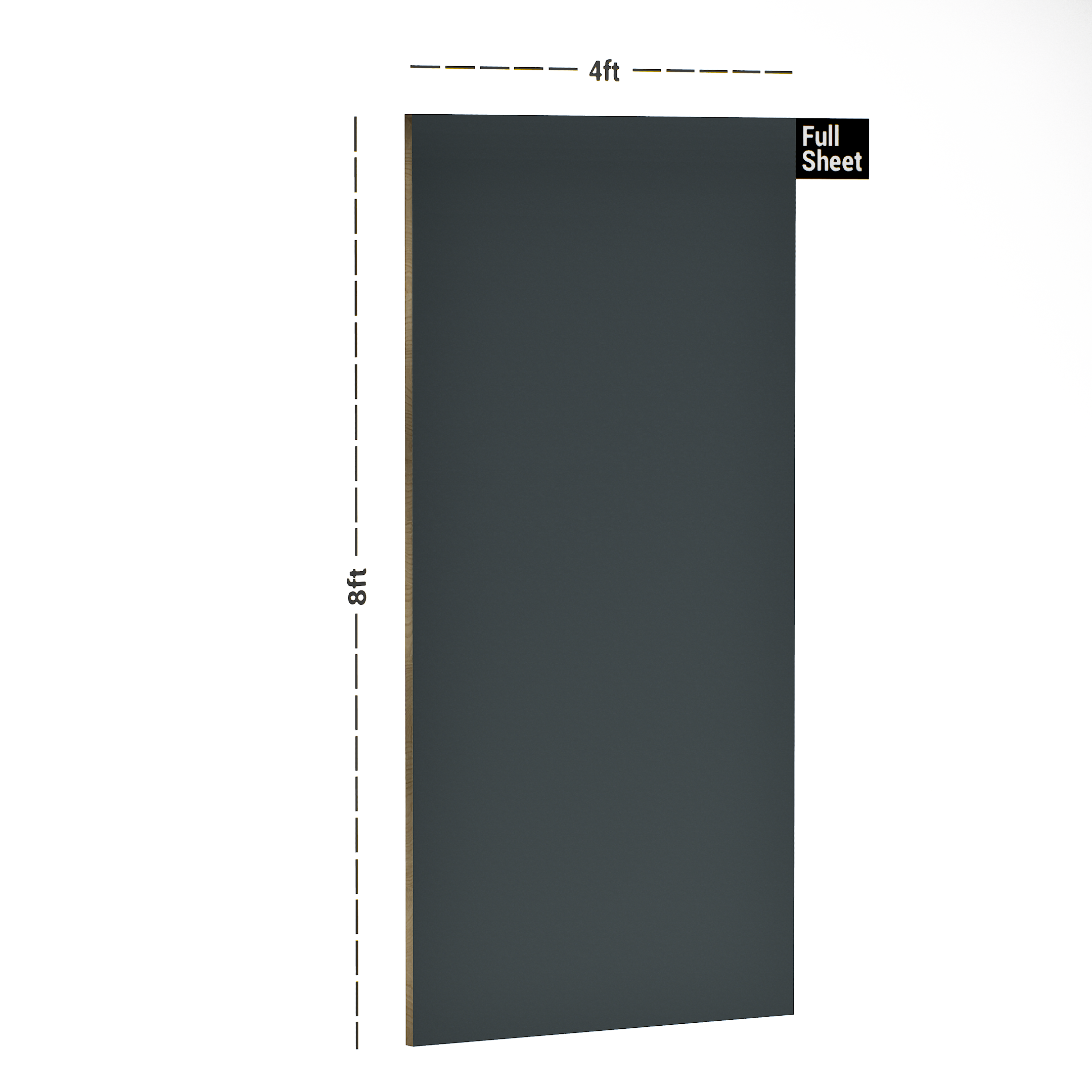 Dimension image of SLATE GREY-236 SU 2440x1220 mm Suede Finish 1mm Laminate in an isometric setup | Material Depot