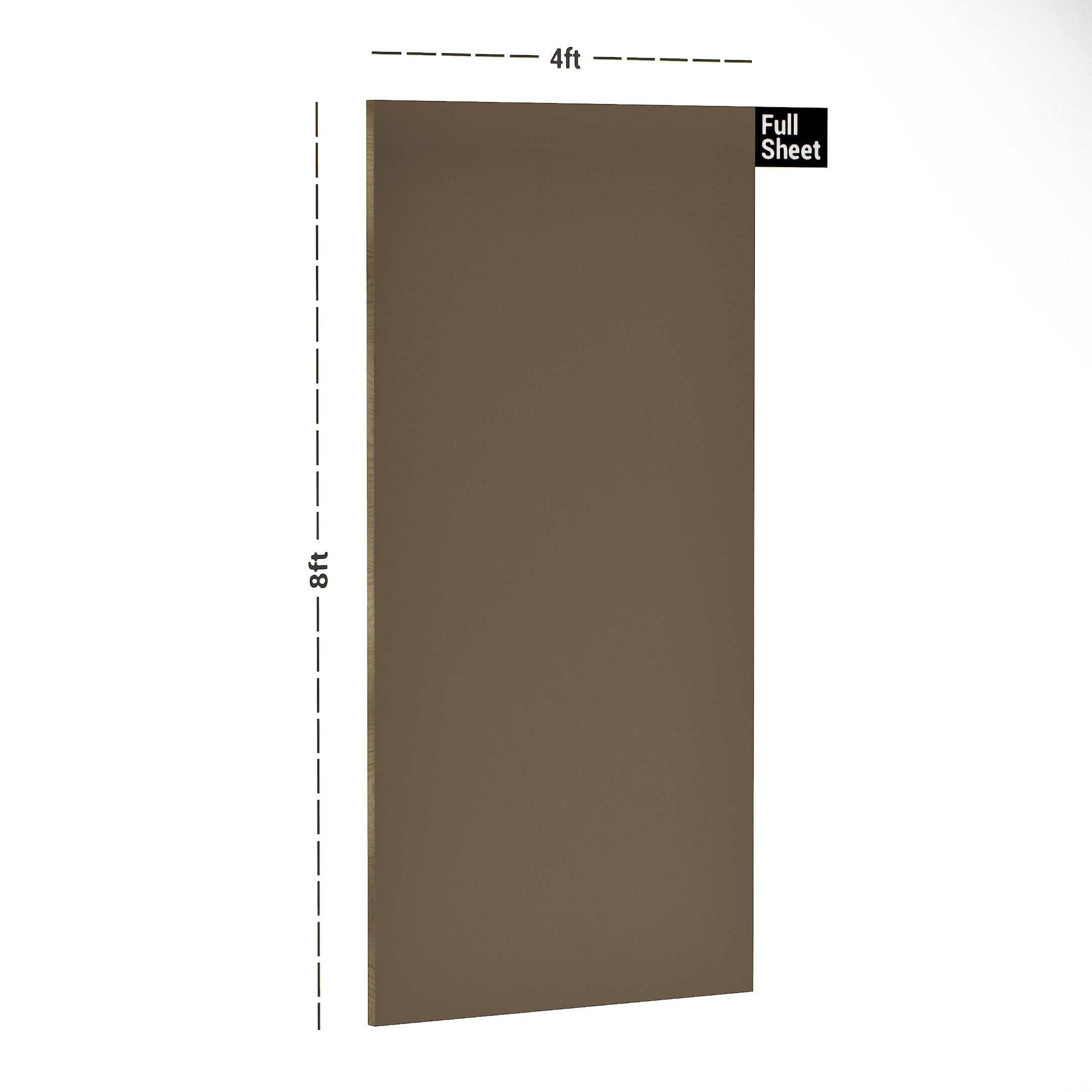 Dimension image of 2622 M Beige 8 Ft x 4 Ft Icore Series Designer Laminates  - 1 mm in an isometric setup | Material Depot