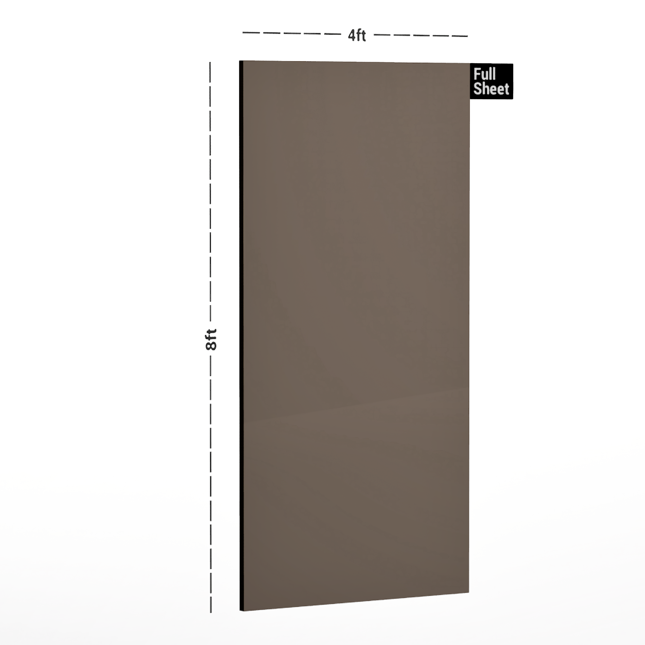 Dimension image of DG 5125 Amber Light Metallic 8 ft x 4 ft Diamond Gloss Metallic Finish The One MM Laminate - 1 mm in an isometric setup | Material Depot