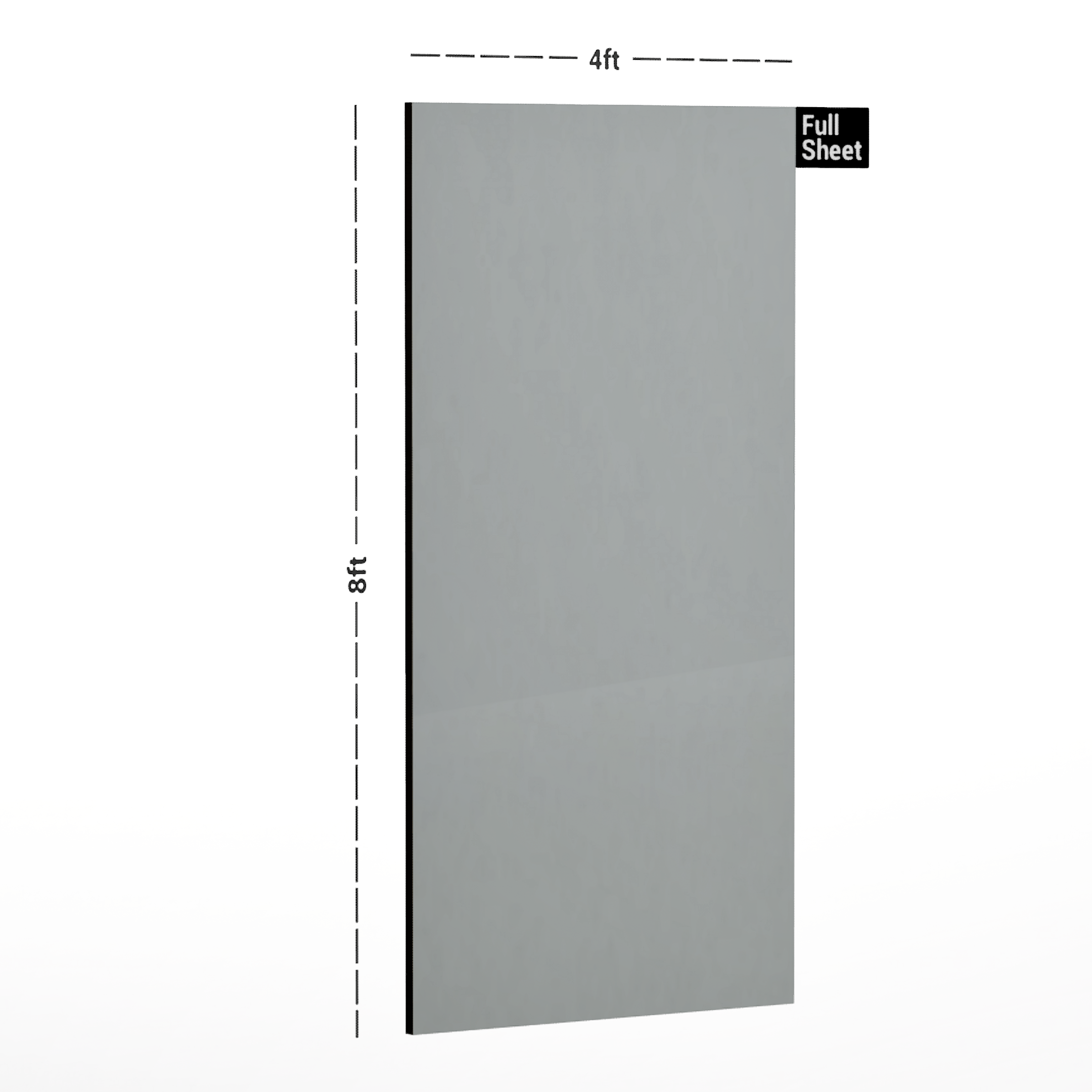 Dimension image of 1101 HG Liner Natural Wonders Grey 8 ft x 4 ft High Gloss Finish Laminate - 0.8 mm in an isometric setup | Material Depot