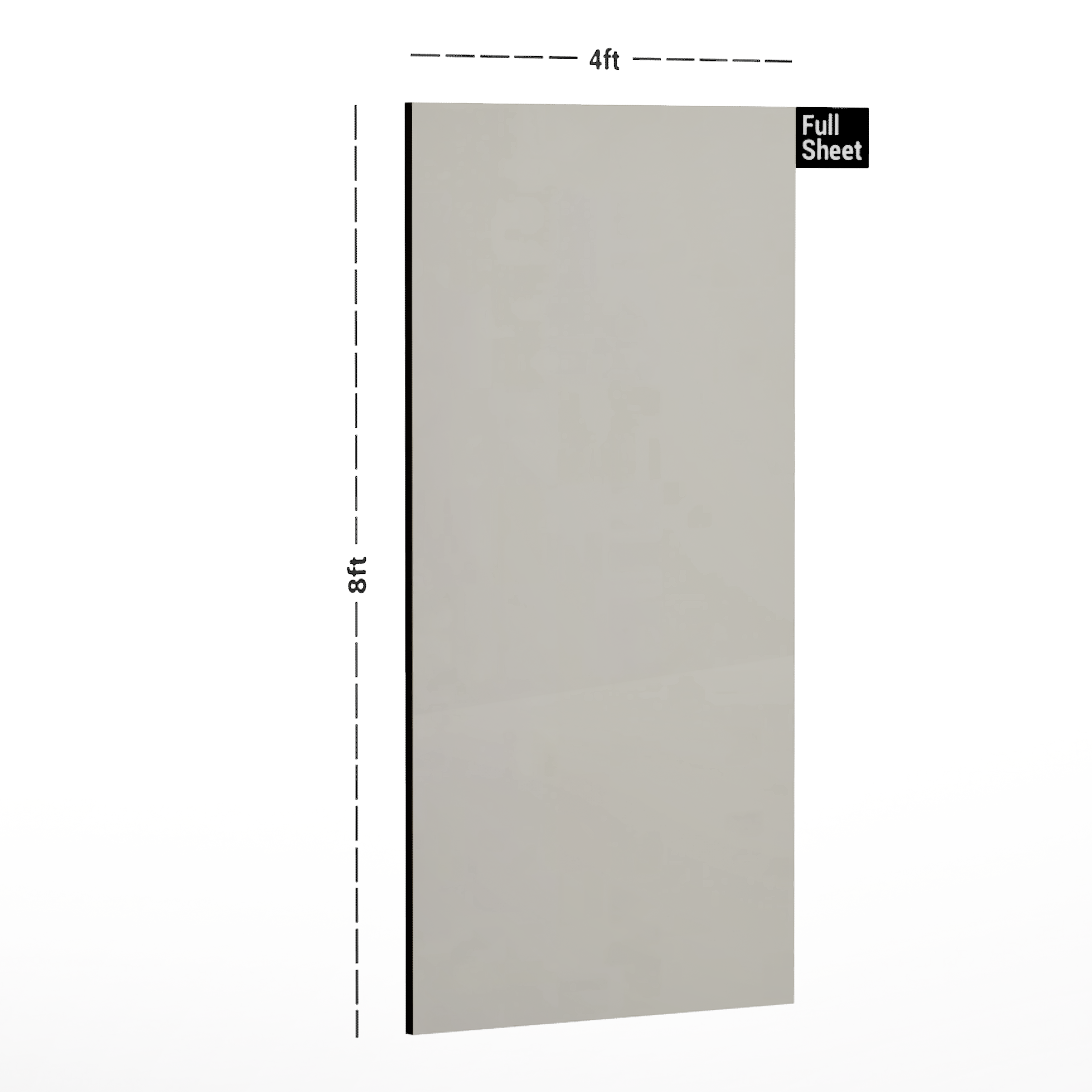 Dimension image of ARC 8640 Ivory 8 ft x 4 ft High Gloss Finish Acrylic Laminate - 1.5 mm in an isometric setup | Material Depot