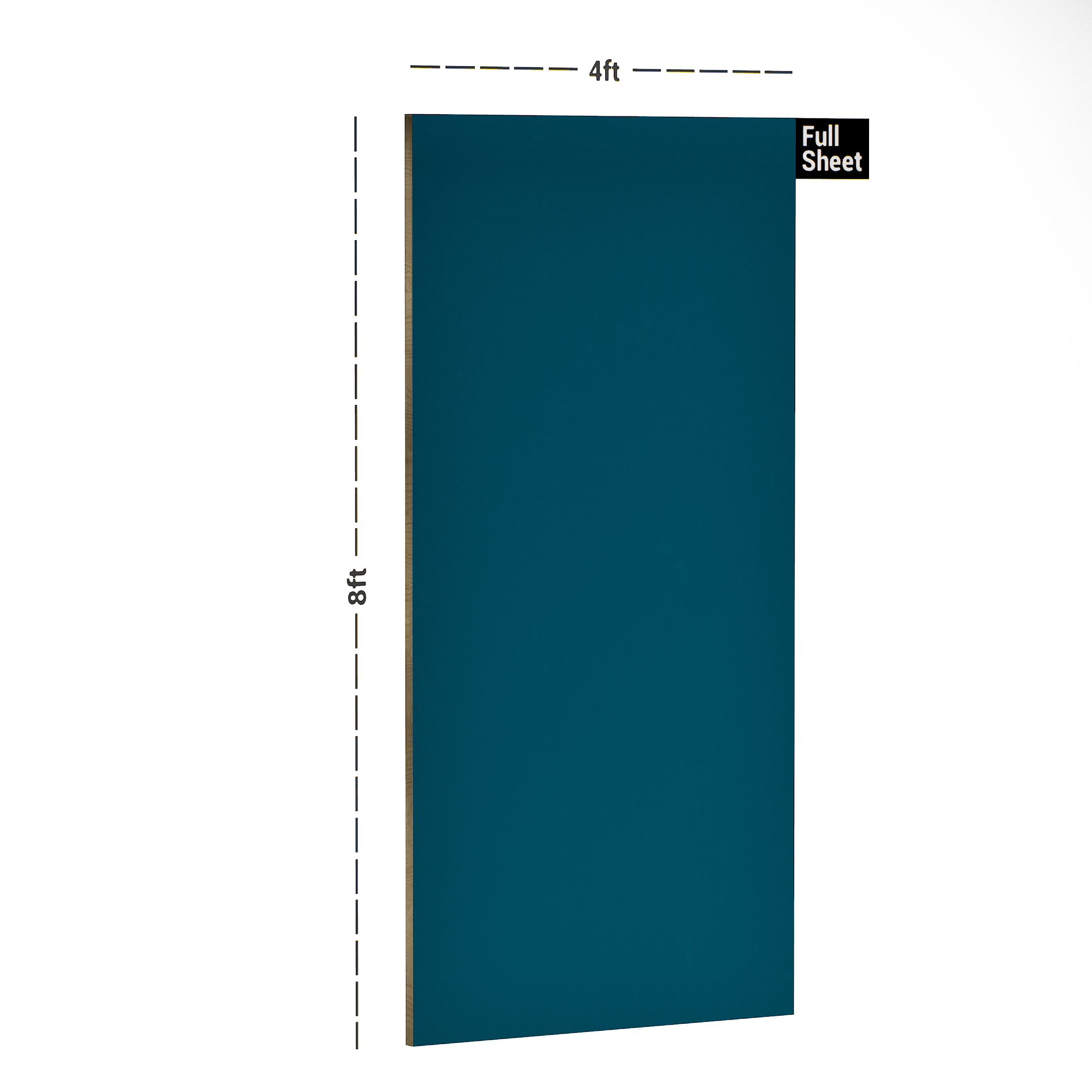 Dimension image of RM 4025 Pacific 8 ft x 4 ft Maskara Series Crystal Clear Finish Acrylic Laminate - 1.5 mm in an isometric setup | Material Depot