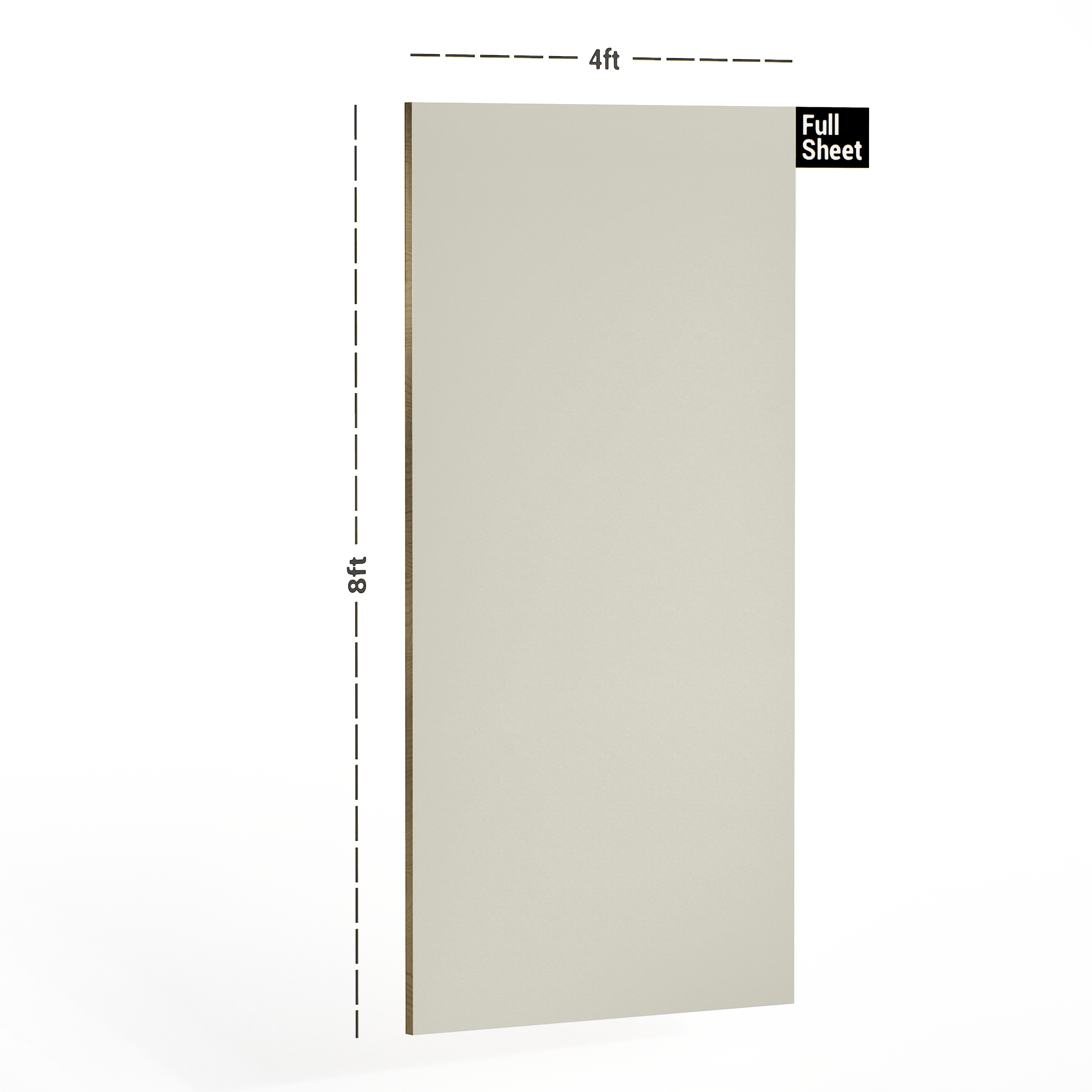 Dimension image of 1401 SD Heritage Ivory 8 ft x 4 ft Suede Finish Laminate - 1 mm in an isometric setup | Material Depot