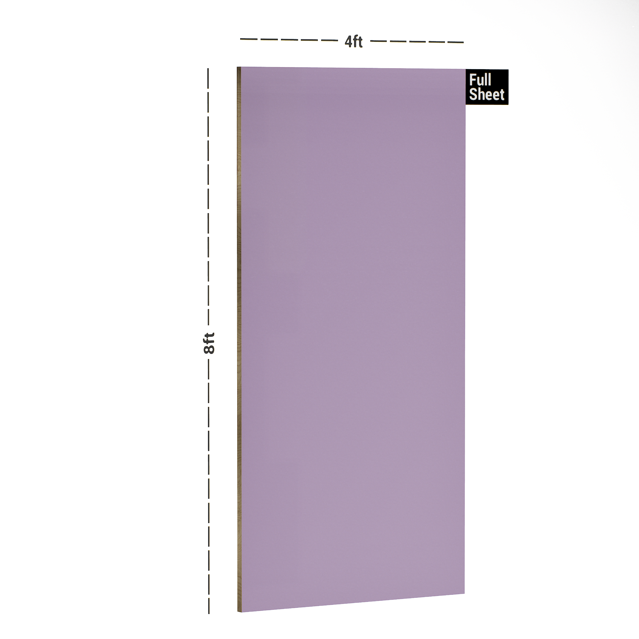 Dimension image of SD 4069 HG 8 ft x 4 ft Superio Finish Colour Core PVC Laminate - 1.25 mm in an isometric setup | Material Depot