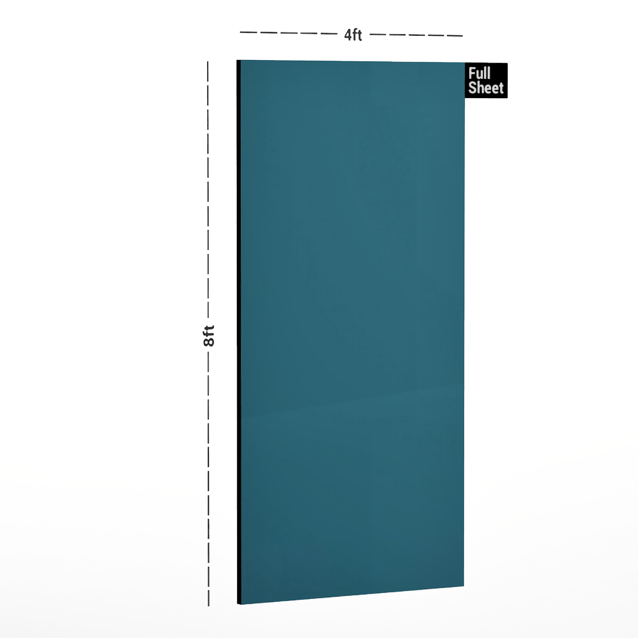 Dimension image of 7109 GL Glass Finish 8 ft x 4 ft Acrylic Laminate - 2.5 mm in an isometric setup | Material Depot