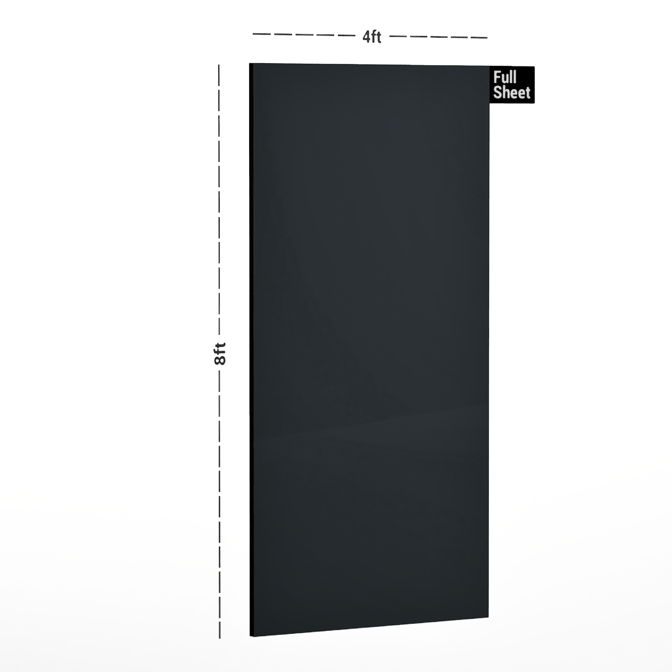 Dimension image of GA 4030 8 ft x 4 ft Solid Colour Finish 6H Antiscratch Acrylic Laminate - 1.5 mm ( Matching Edgeband Code EB 4030) in an isometric setup | Material Depot