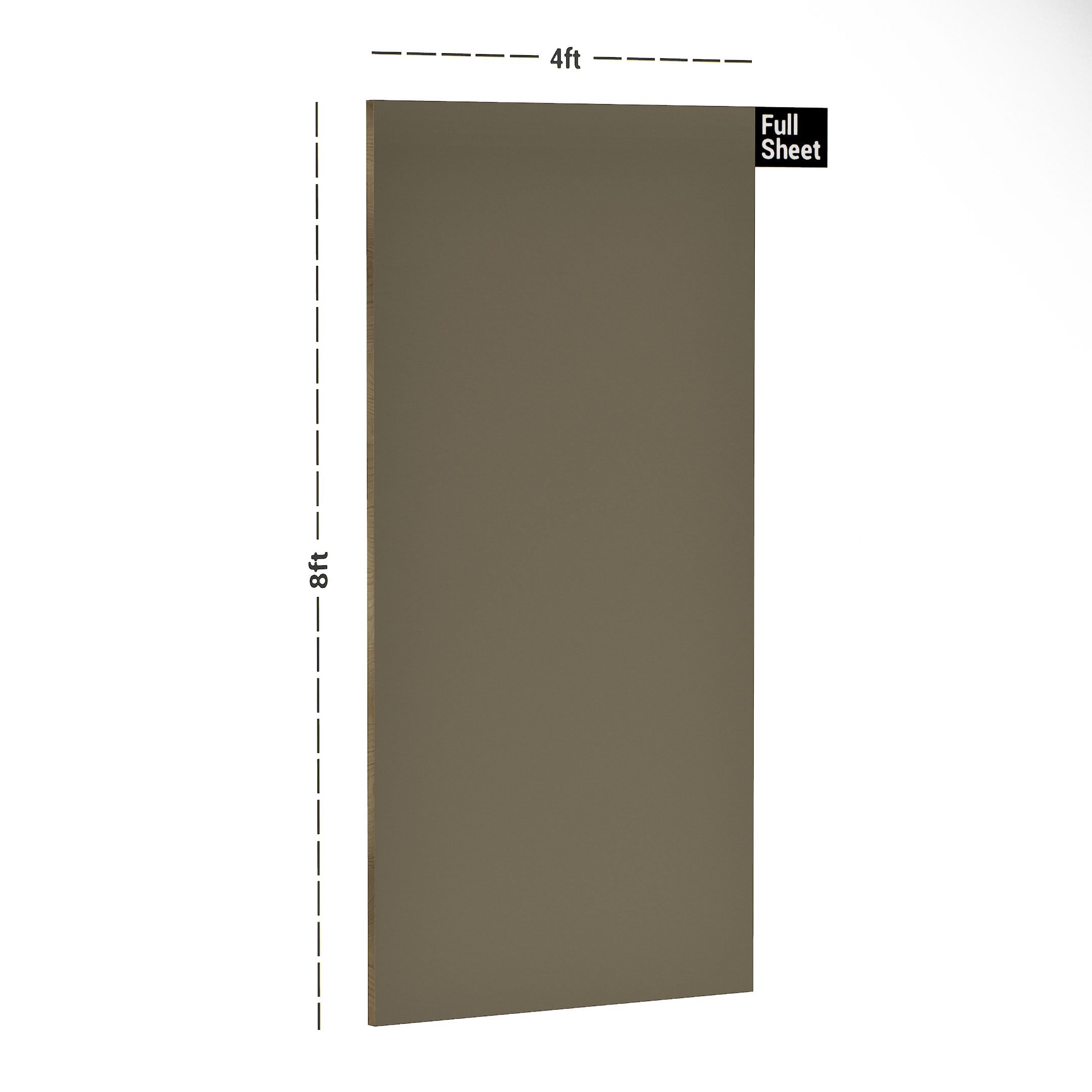 Dimension image of 3528 ABS Tan 8 ft x 4 ft Abstract Finish Laminate - 1 mm in an isometric setup | Material Depot