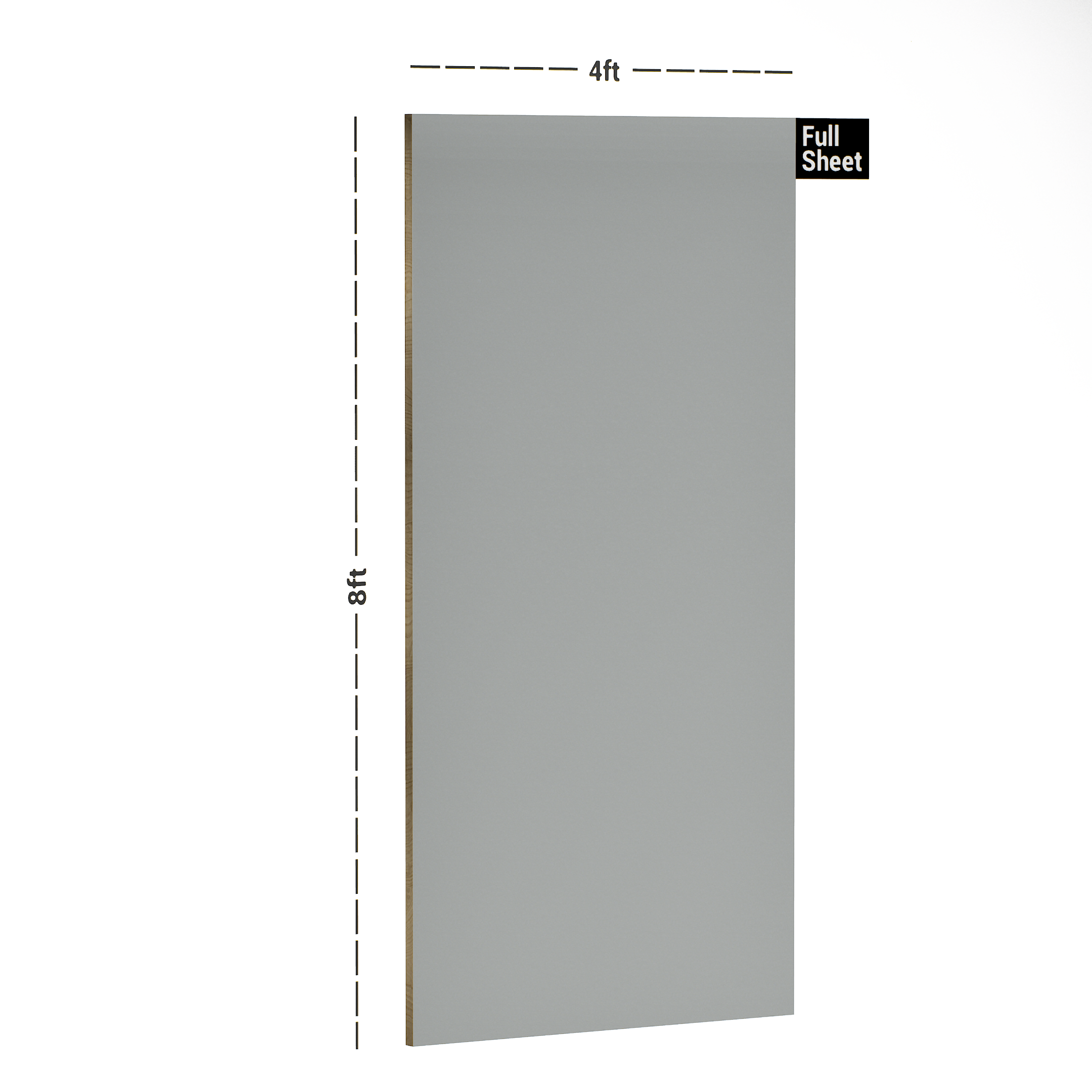 Dimension image of R 235 8 ft x 4 ft 6H Anti Scratch Acrylic Laminate - 1.5 mm in an isometric setup | Material Depot