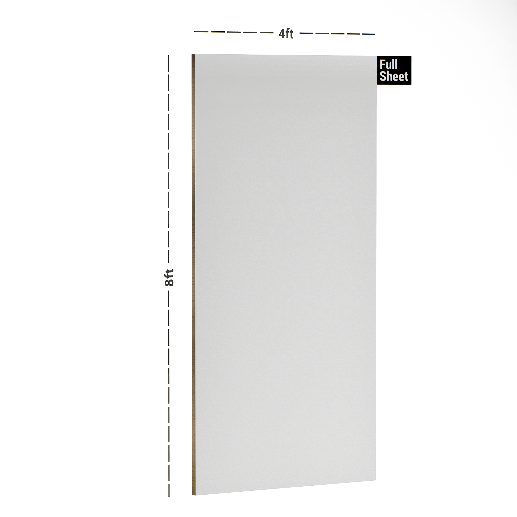 Dimension image of R 112 8 ft x 4 ft 6H Anti Scratch Acrylic Laminate - 1.5 mm in an isometric setup | Material Depot